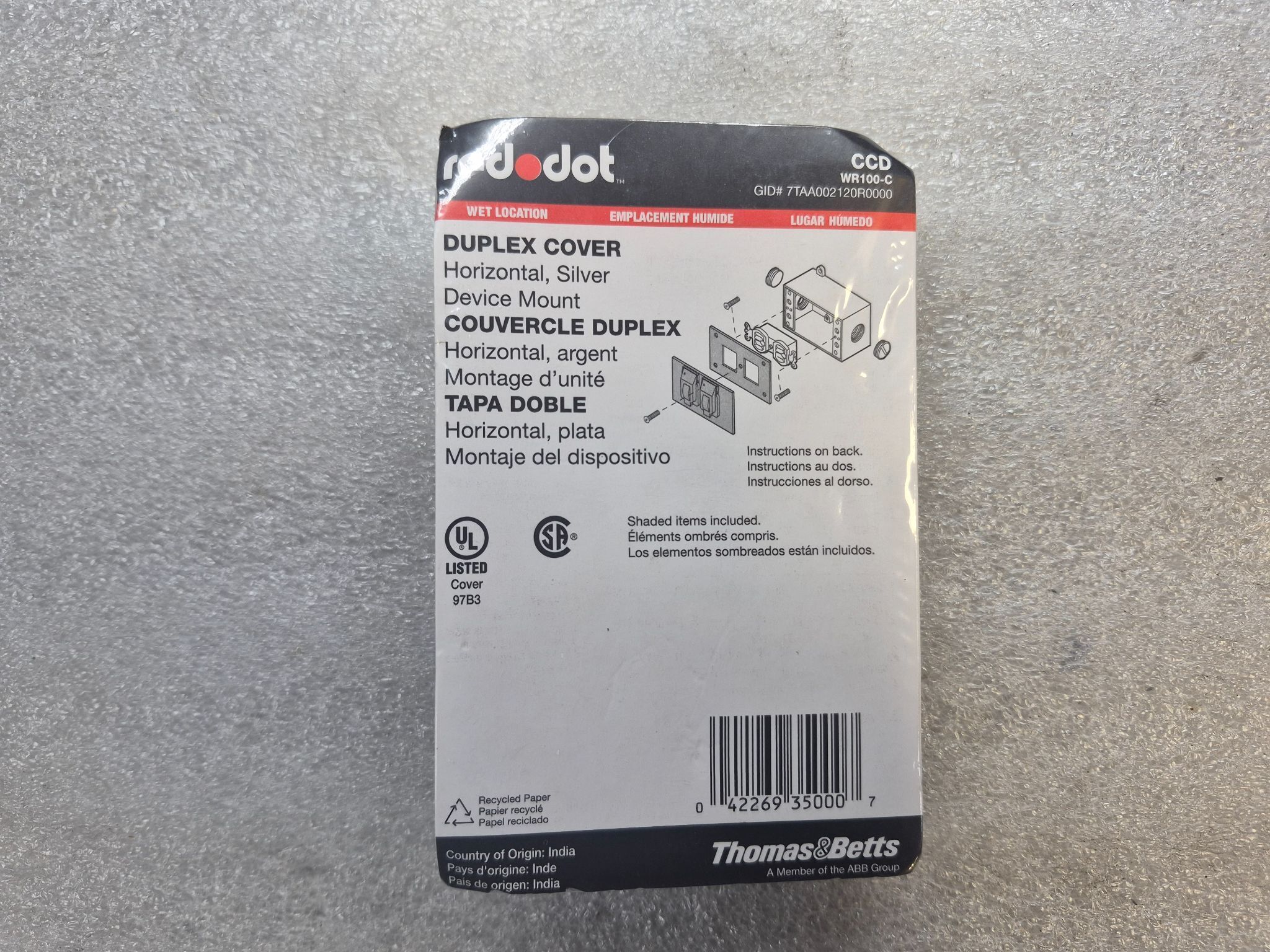 RED DOT CCD 2-Gang Weatherproof Duplex Receptacle Cover NEW 0