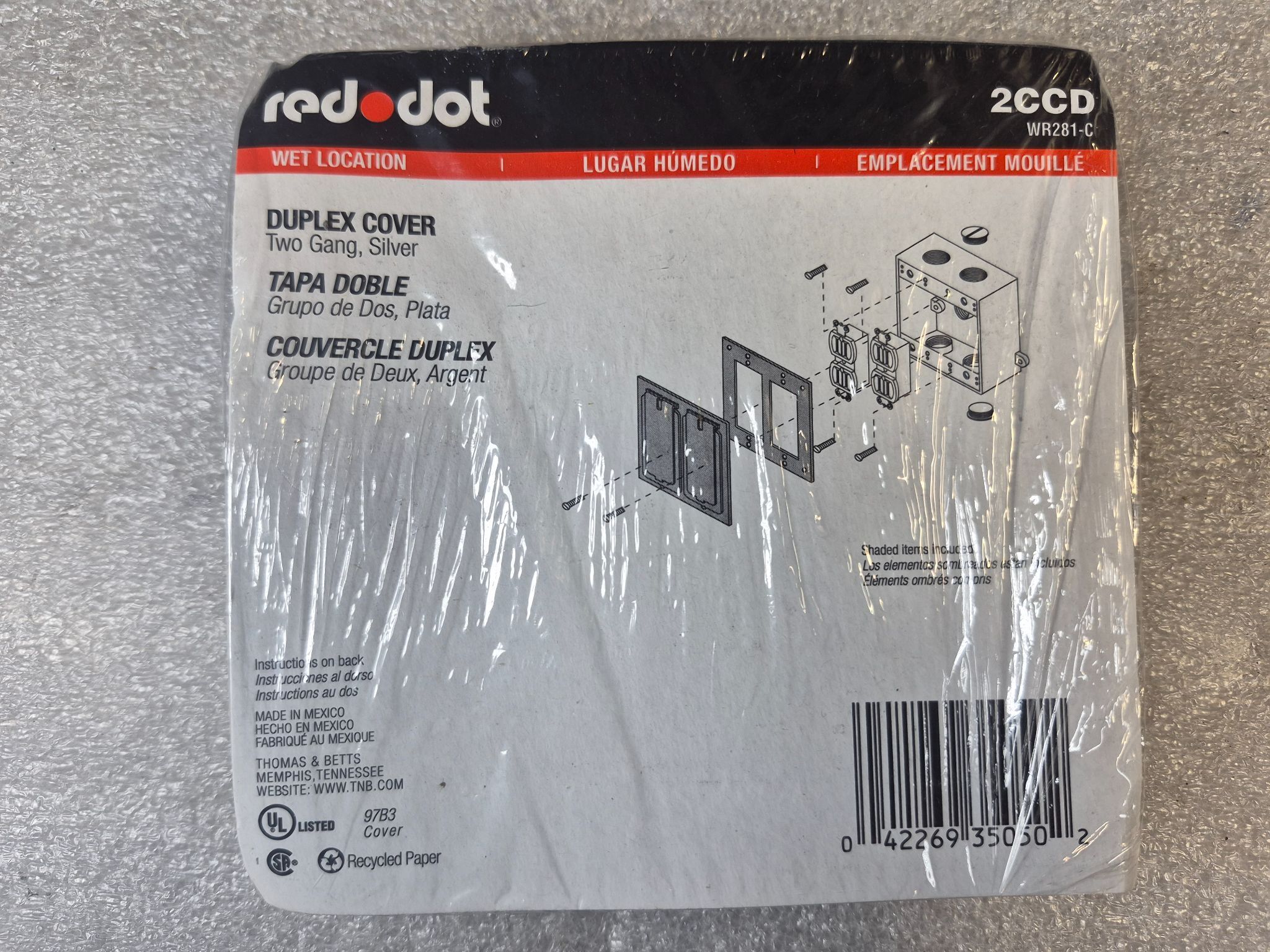 RED DOT 2CCD 2-Gang Weatherproof Duplex Receptacle Cover Silver NEW 1