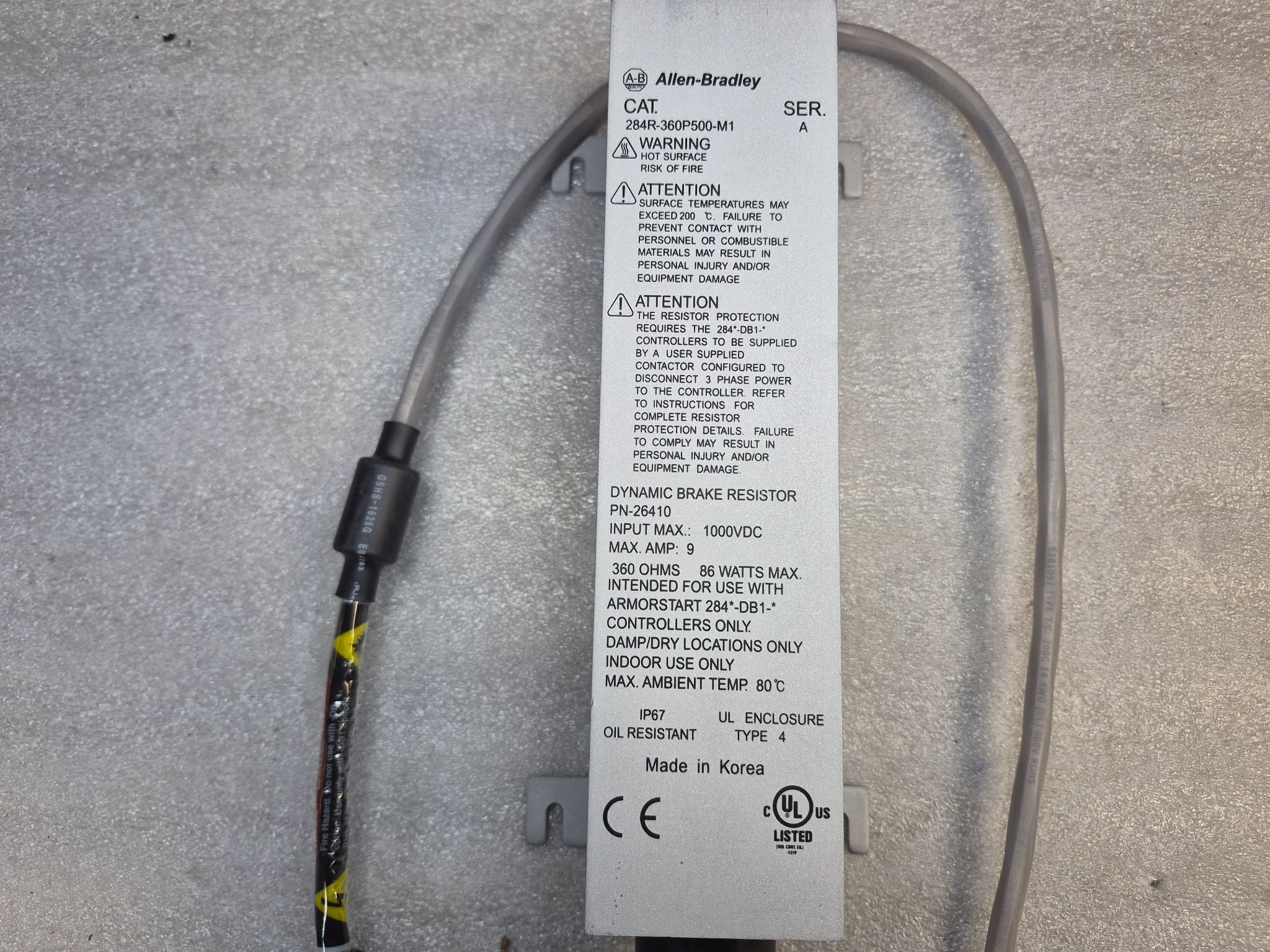 ALLEN BRADLEY 284R-360P500-M1 ArmorStart Dynamic Brake Resistor NEW 3