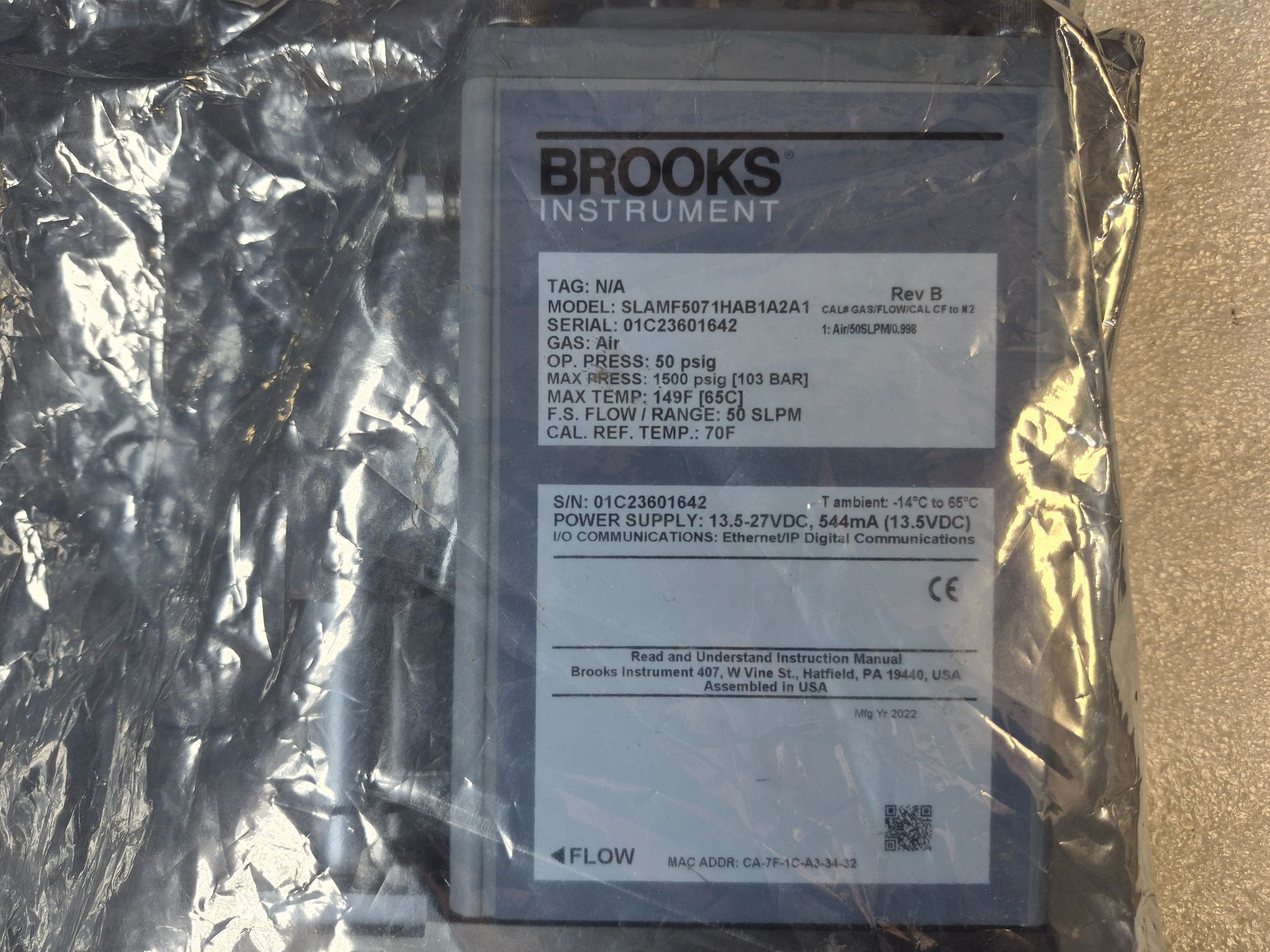 BROOKS INSTRUMENT SLAMF5071HAB1A2A1 Variable Area Flow Meter NEW 1
