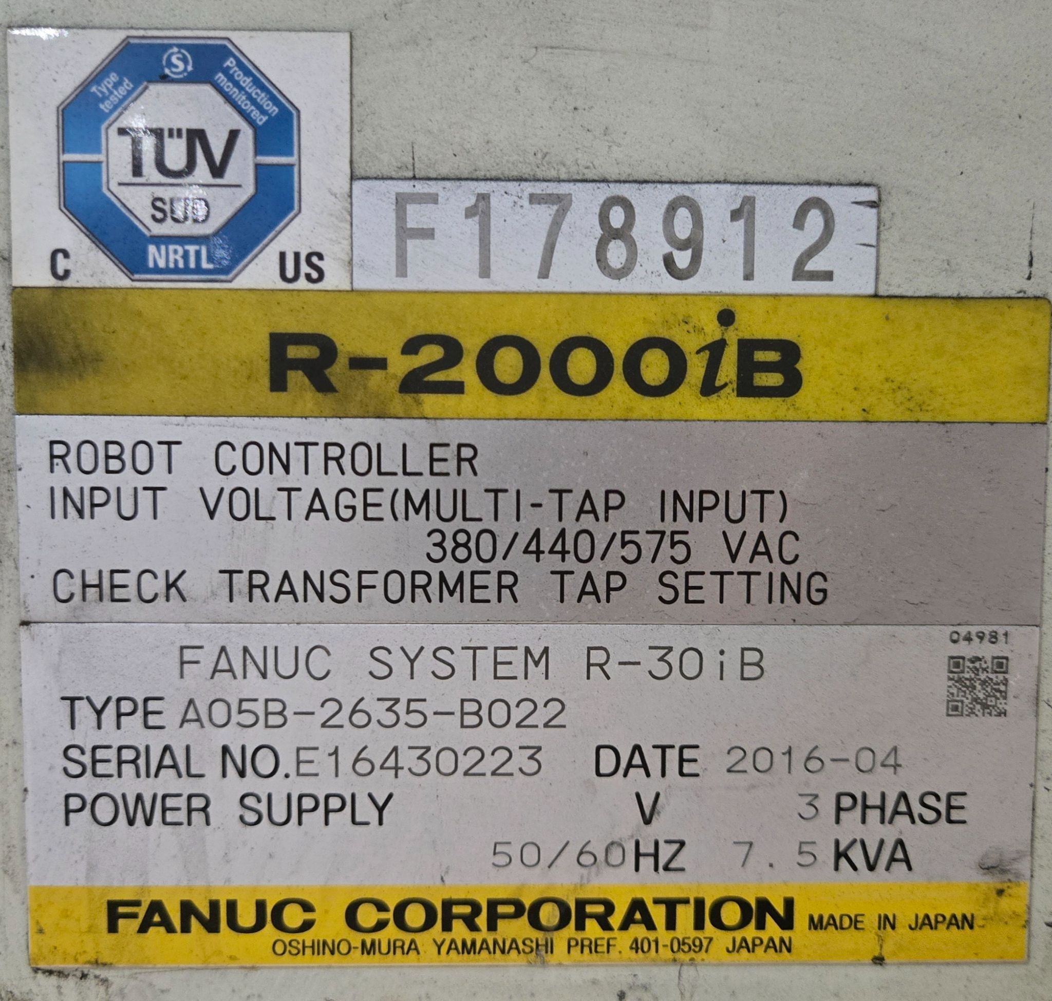Fanuc R-2000iB/210F Complete with R-30iB Controller & WTC MFDC Inverter USED 15
