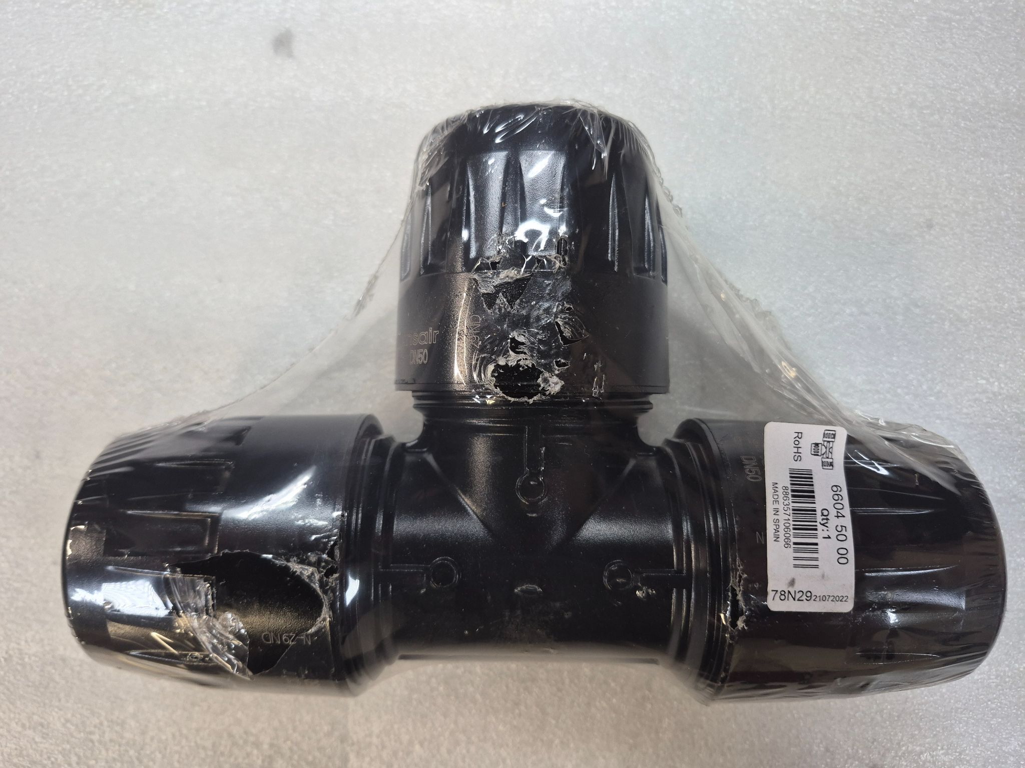 PARKER 6604-50-00 Transair Equal Tee Connector 50mm NEW 0