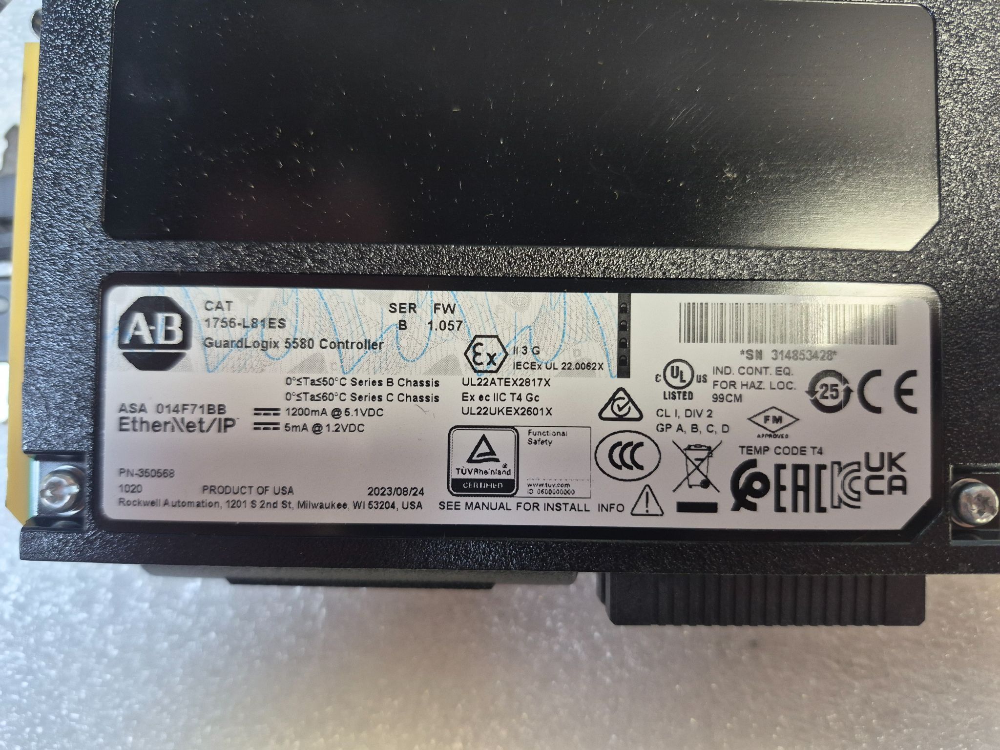 ALLEN BRADLEY 1756-L81ES GuardLogix 5580 Safety Controller USED 2