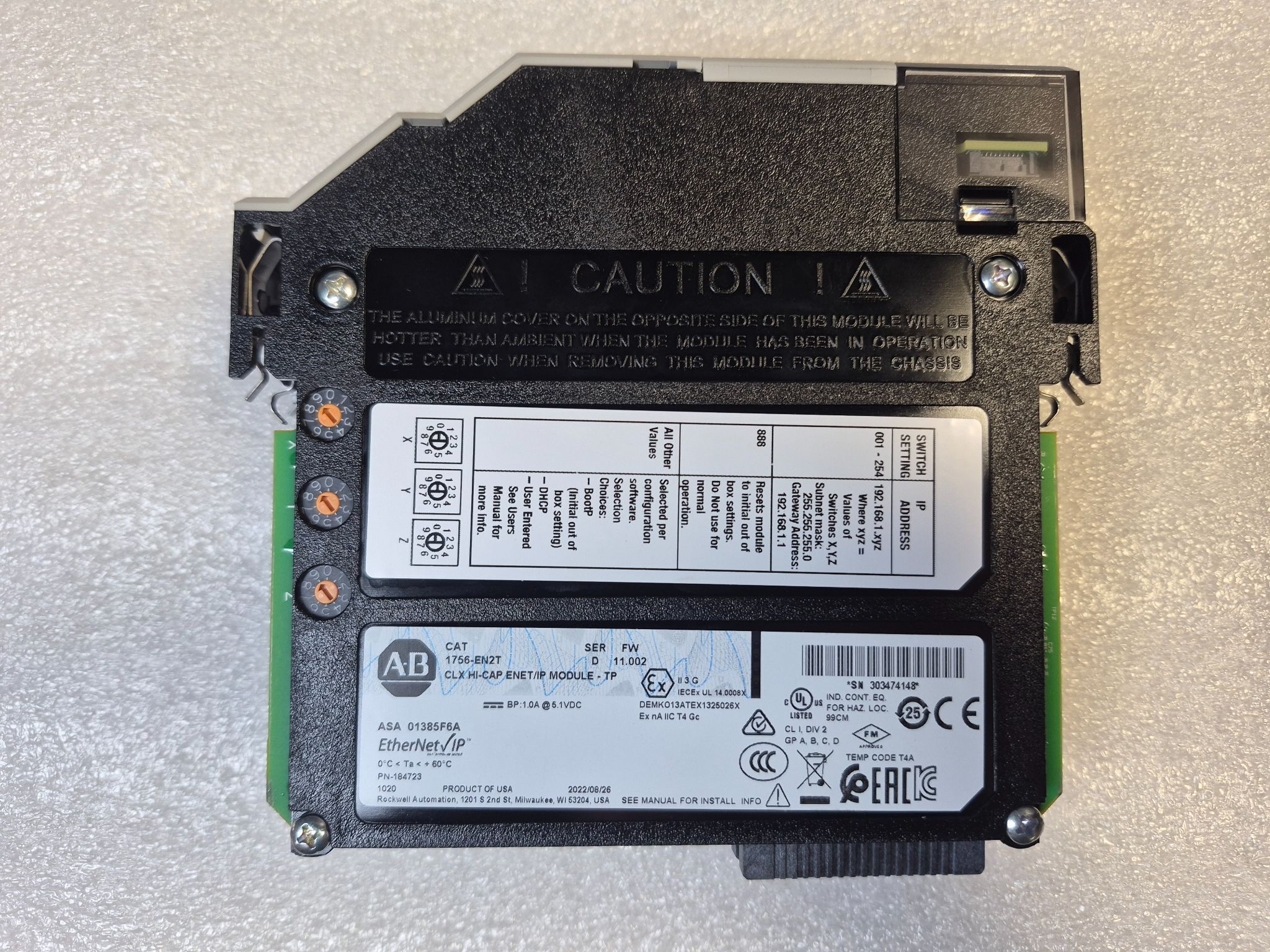 ALLEN BRADLEY 1756-EN2T EtherNet/IP Communication Module USED 1