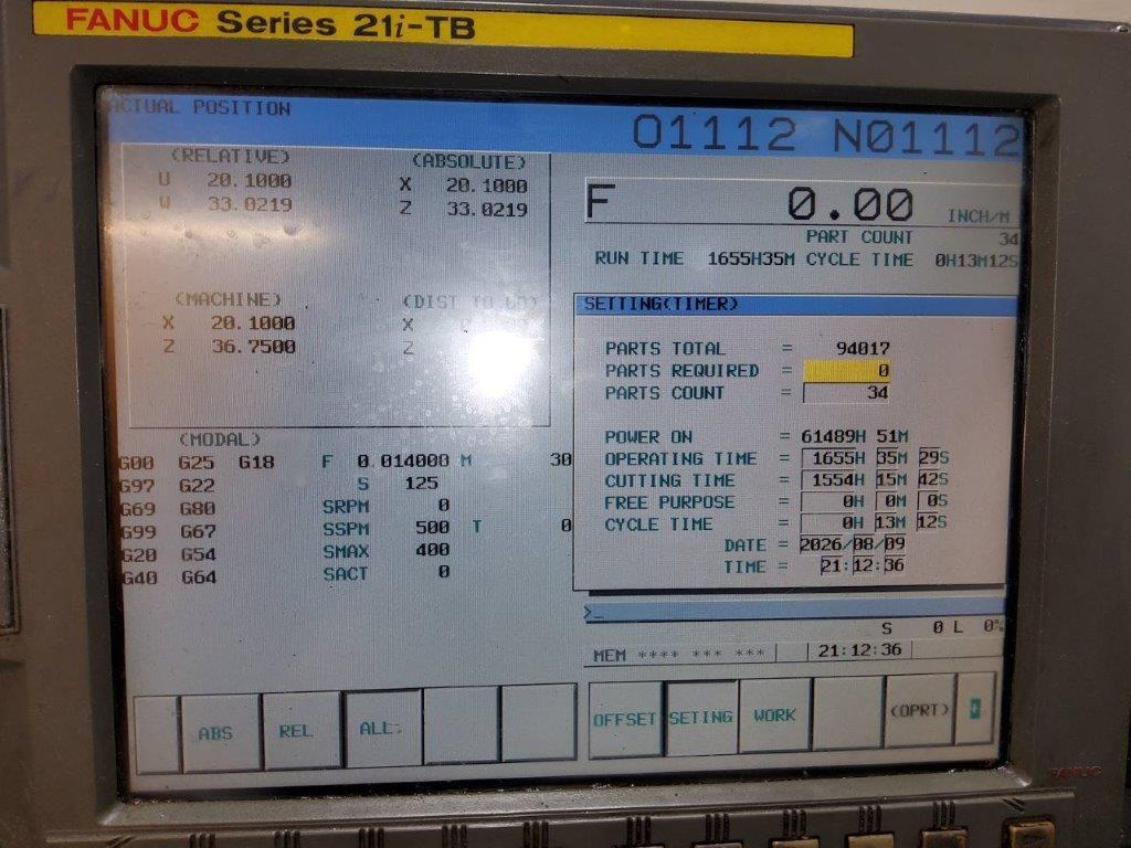 DAEWOO PUMA 400 CNC Turning Center w/ Fanuc Series 21i-TB Control USED 4