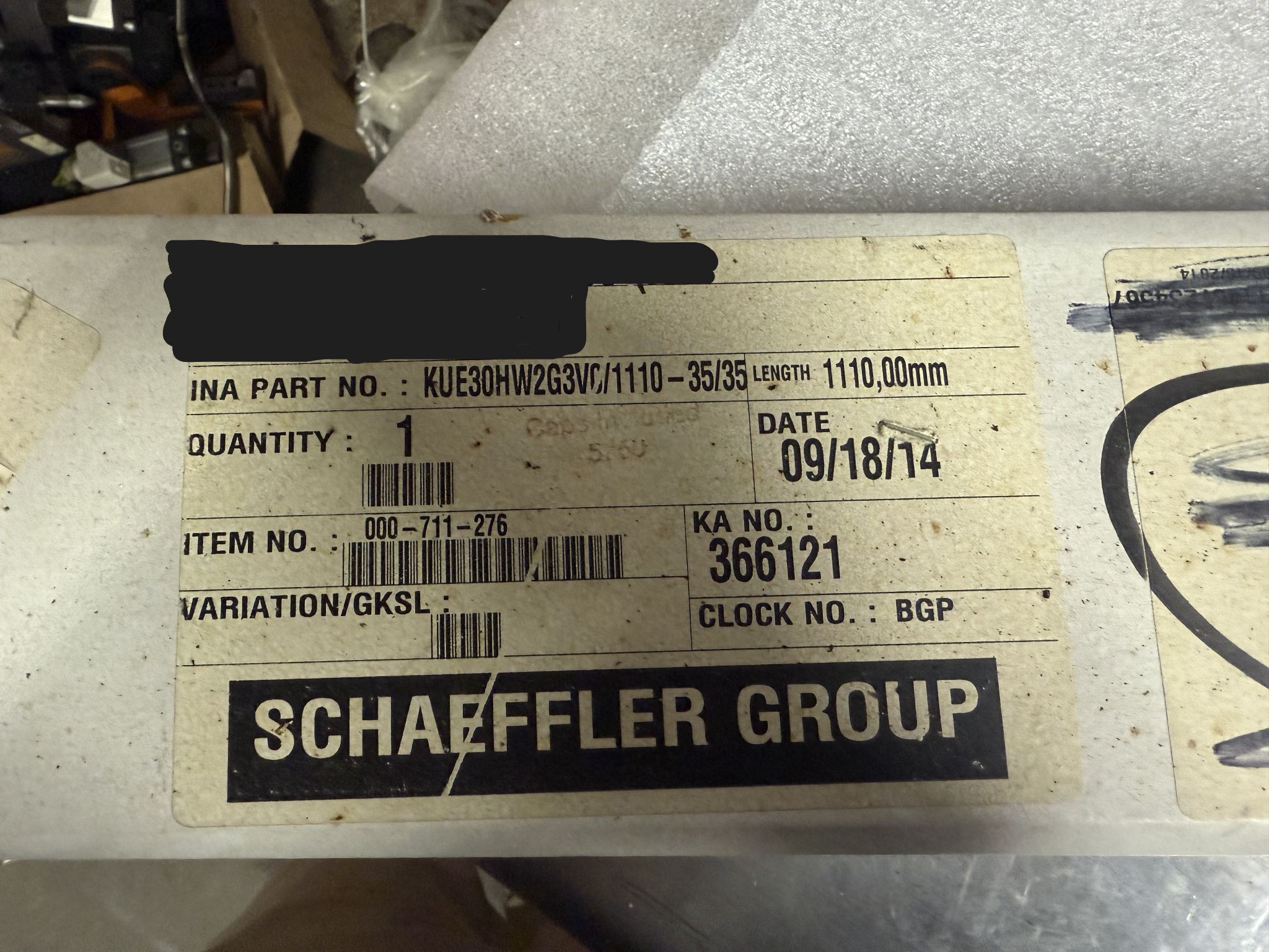 INA KUE30H W2G3V0/1110‑35/35 Linear Rail & Block Set NEW 2