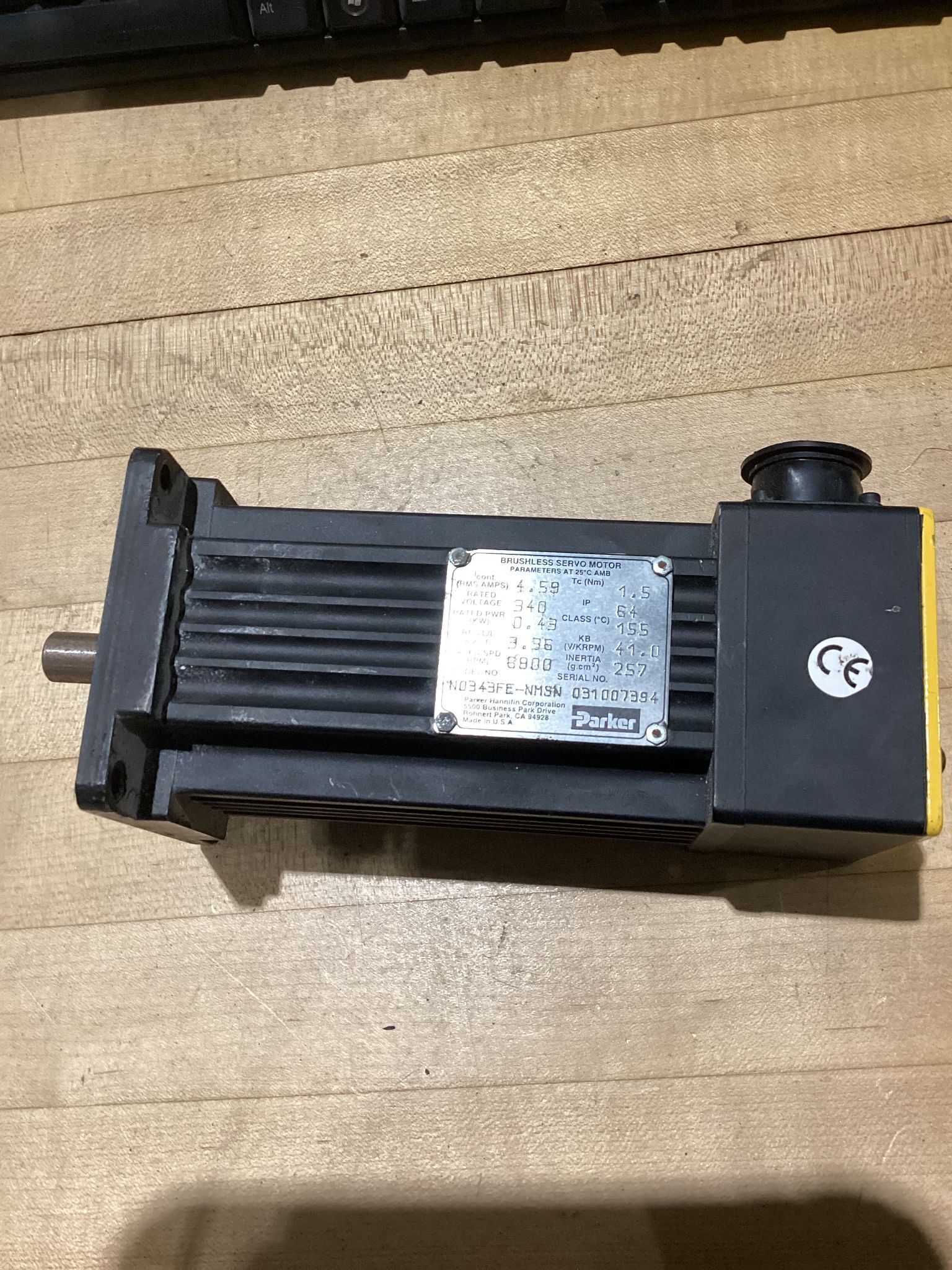 PARKER N0343FE-NMSN Servo Motor USED 1