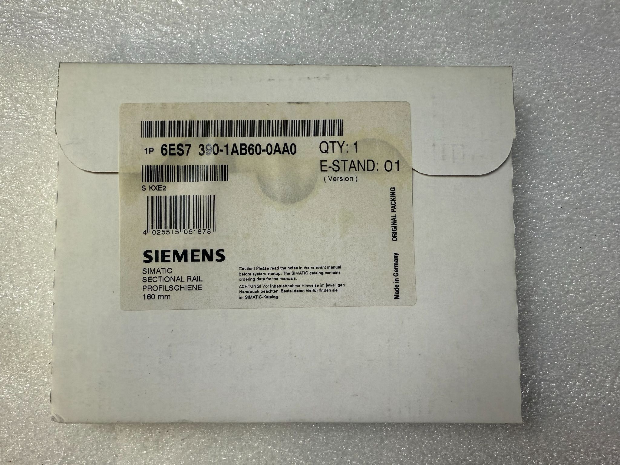 SIEMENS 6ES7390-1AB60-0AA0 SIMATIC S7-300 Mounting Rail 160mm NEW 0