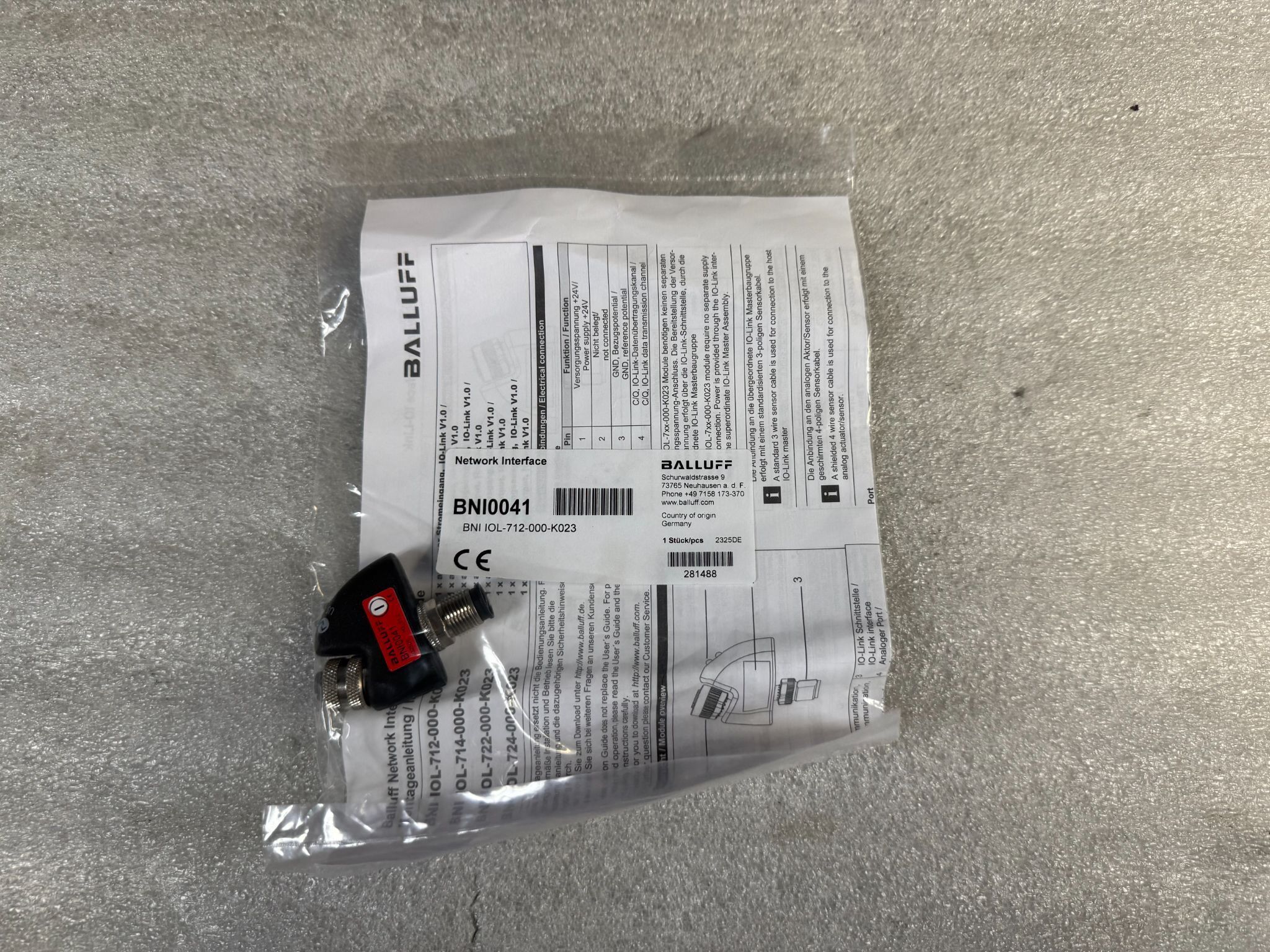 BALLUFF BNI IOL-712-000-K023 IO-Link Analog Signal Converter BNI0041 NEW 0