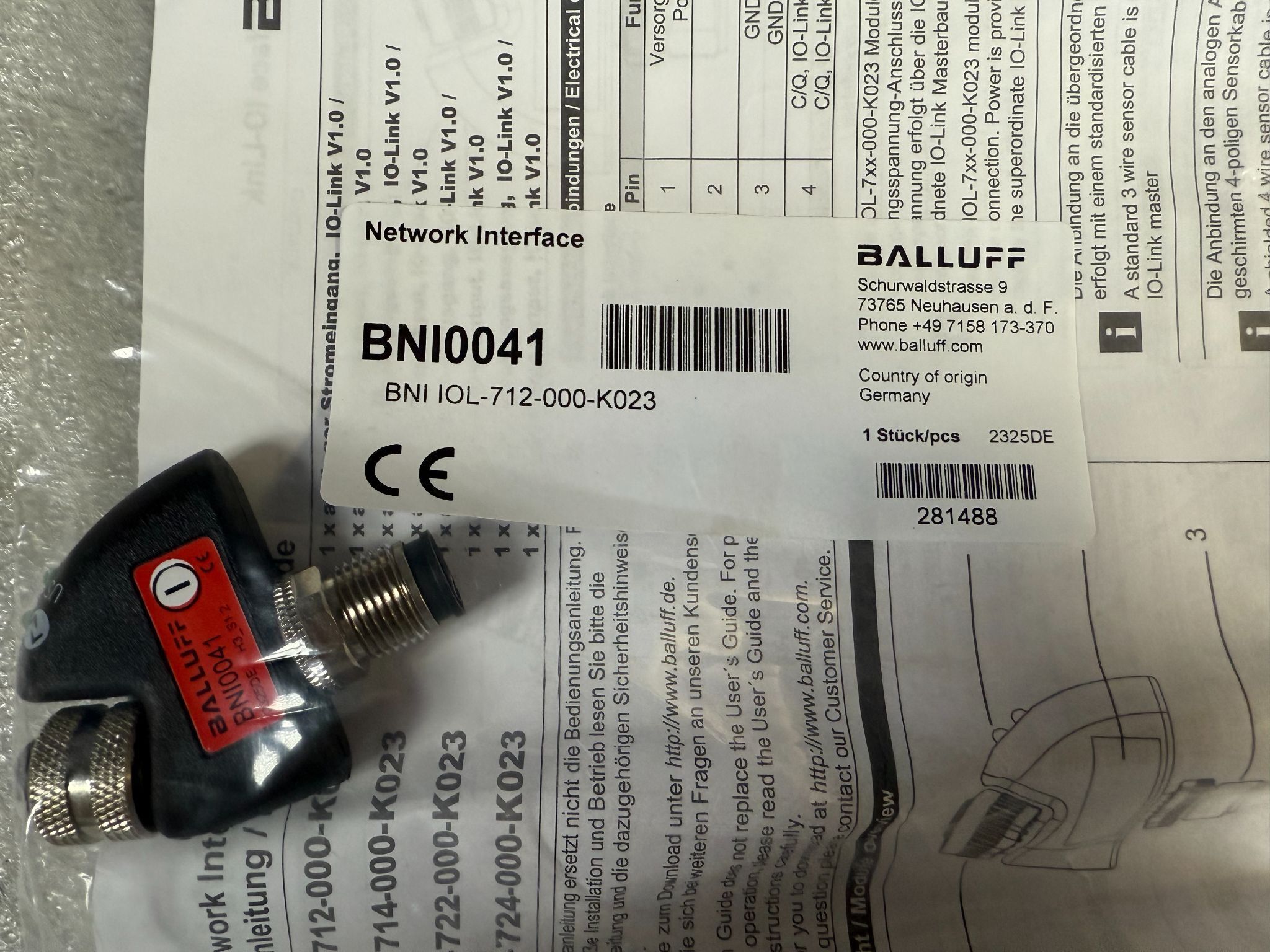 BALLUFF BNI IOL-712-000-K023 IO-Link Analog Signal Converter BNI0041 NEW 1