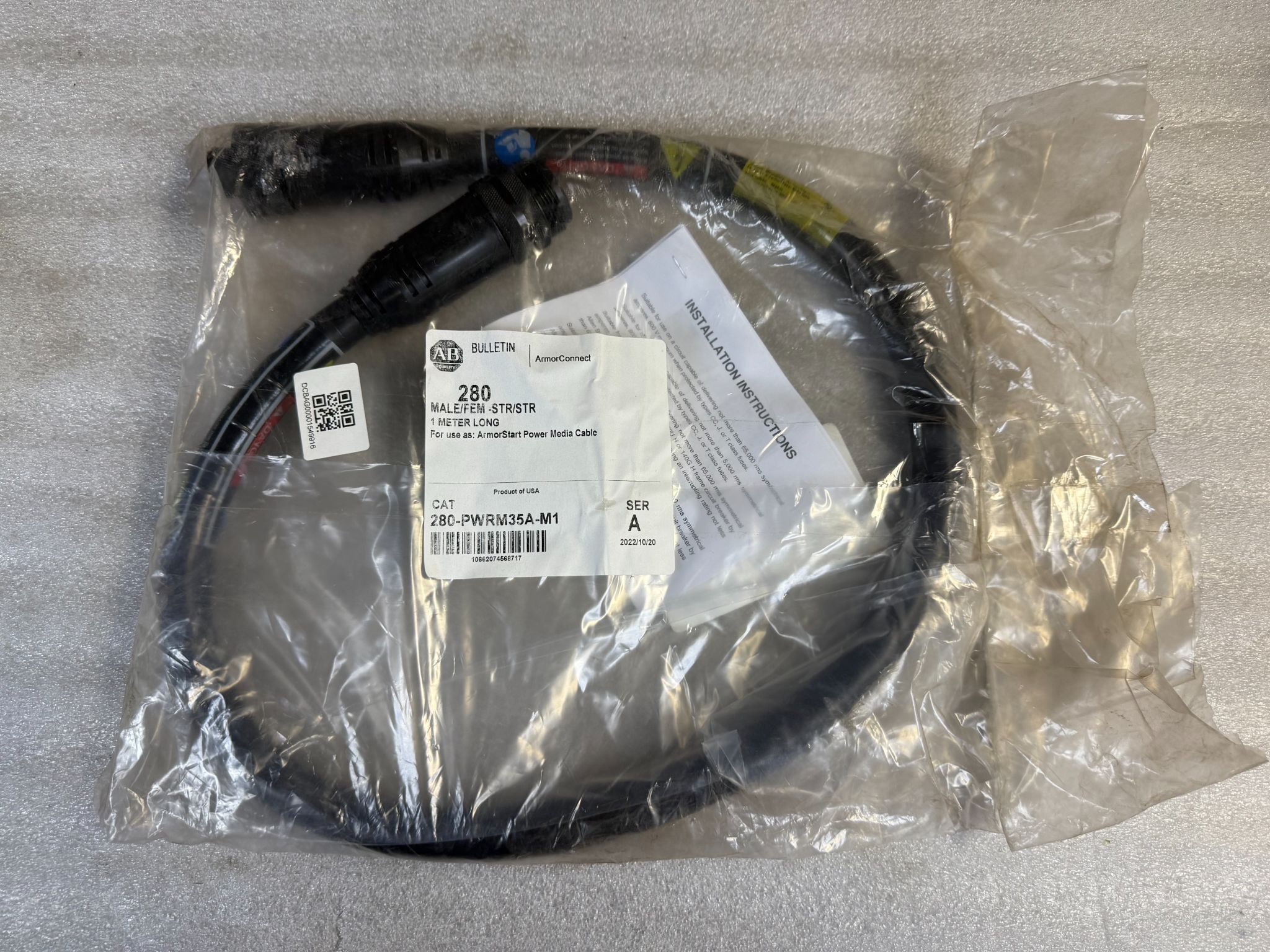 ALLEN BRADLEY 280-PWRM35A-M1 ArmorStart Power Media Cable (1m) NEW 0