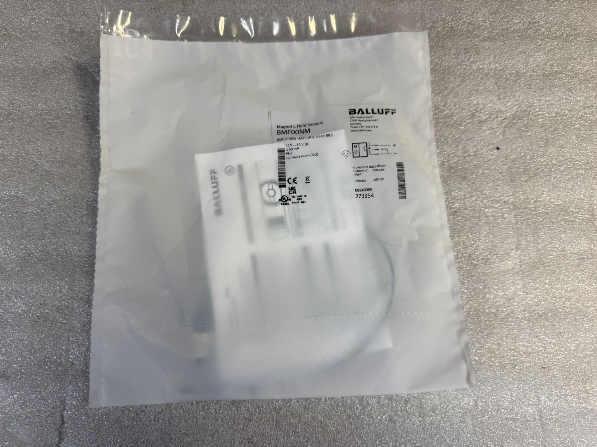 BALLUFF BMF 415KW-HAPS-W-5-P0-S4-00,3 Magnetic Field Sensor BMF00NM NEW 0