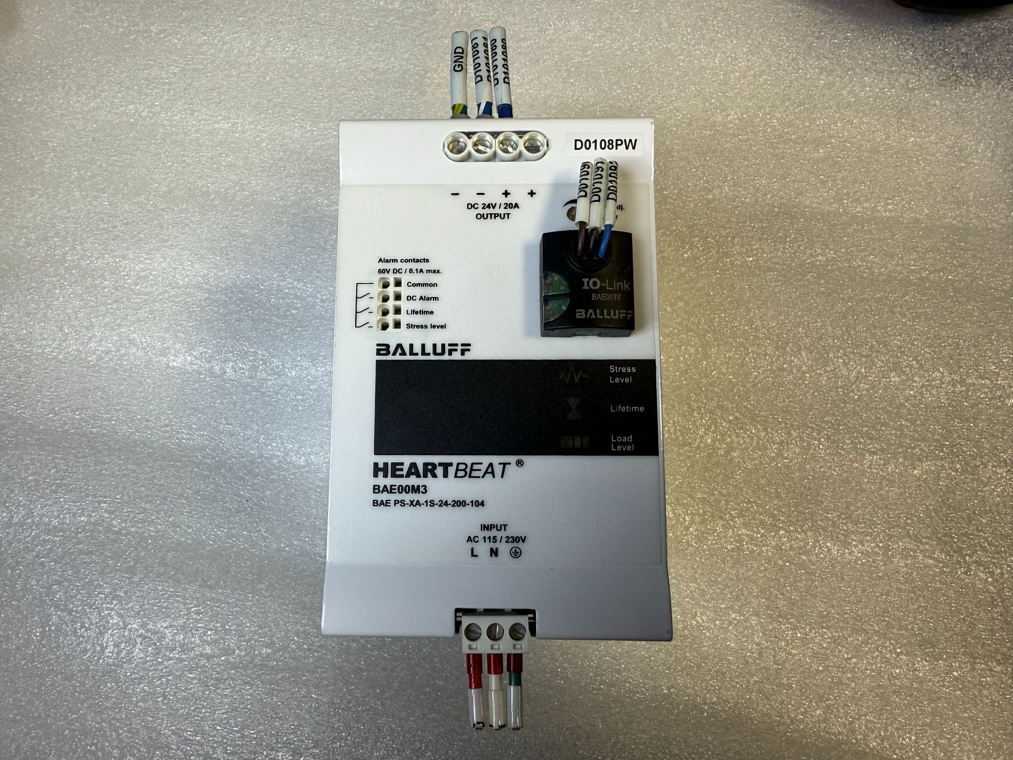 BALLUFF BAE PS-XA-1S-24-200-104 24VDC Power Supply BAE00M3 USED 0