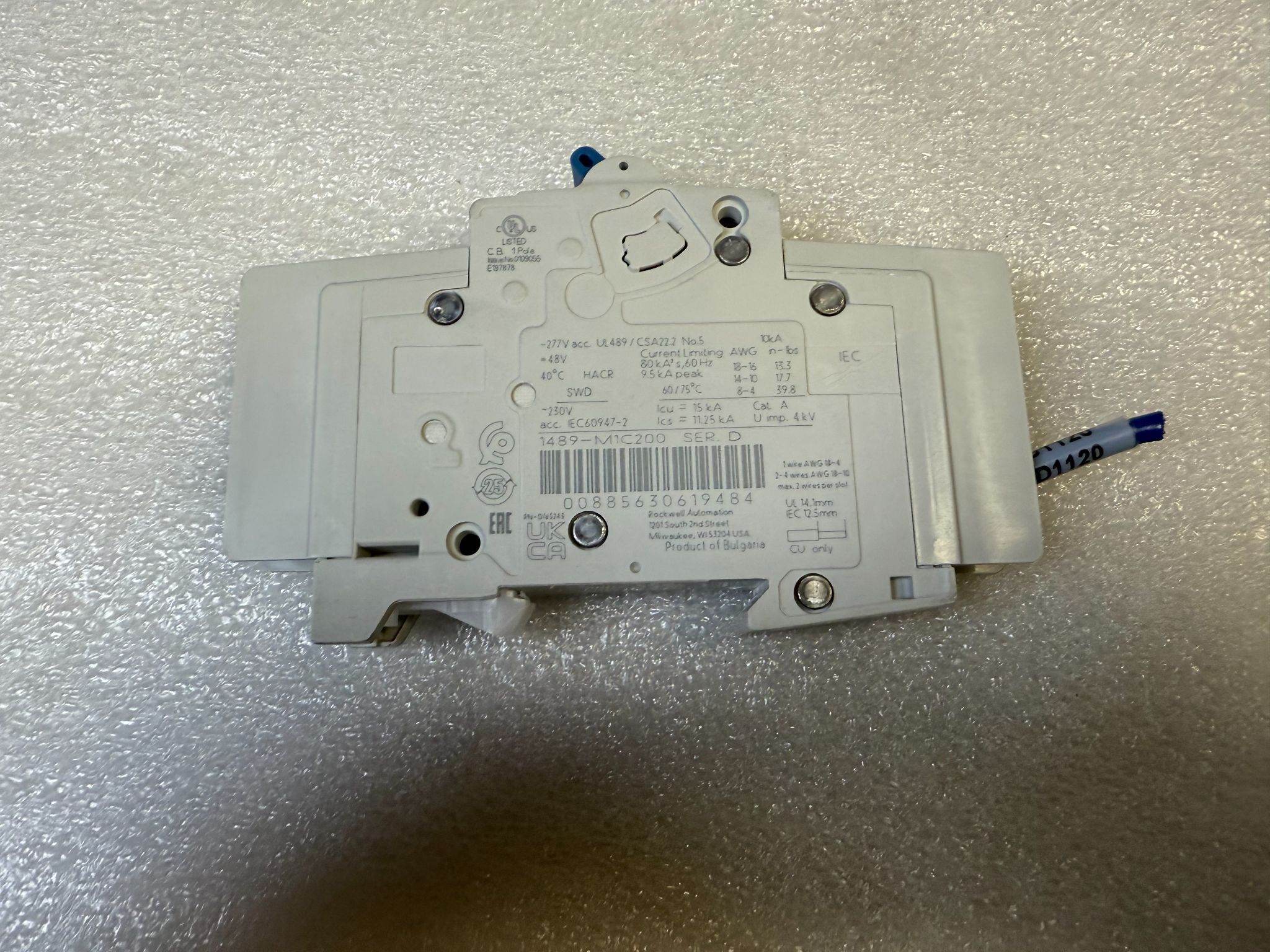 ALLEN BRADLEY 1489-M1C200 20A Circuit Breaker USED 1