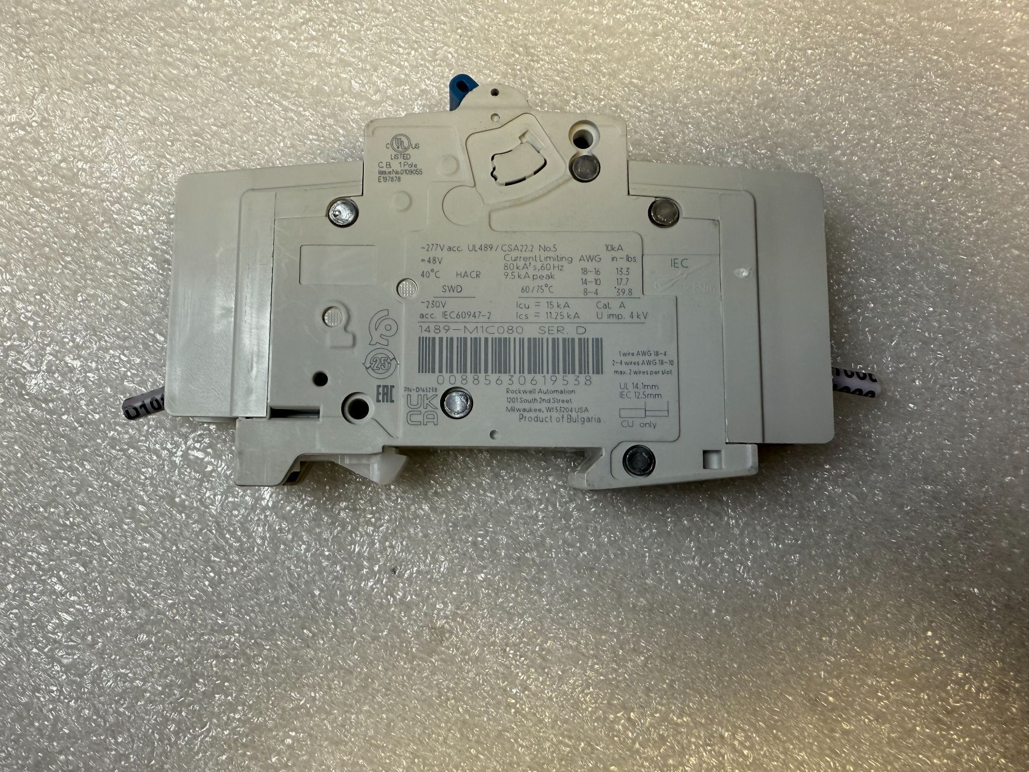 ALLEN BRADLEY 1489-M1C080 8A Circuit Breaker USED 1