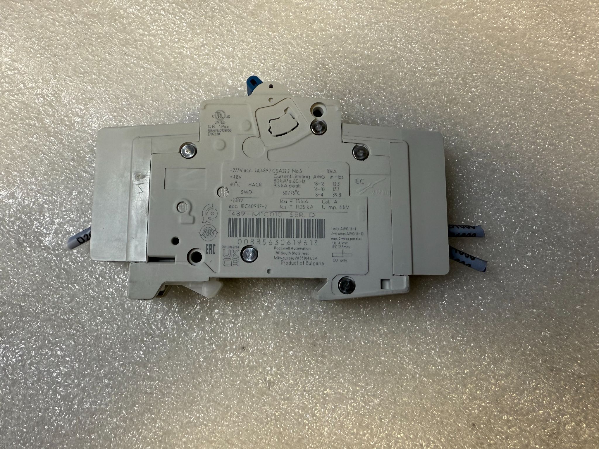 ALLEN BRADLEY 1489-M1C010 1A Circuit Breaker USED 1