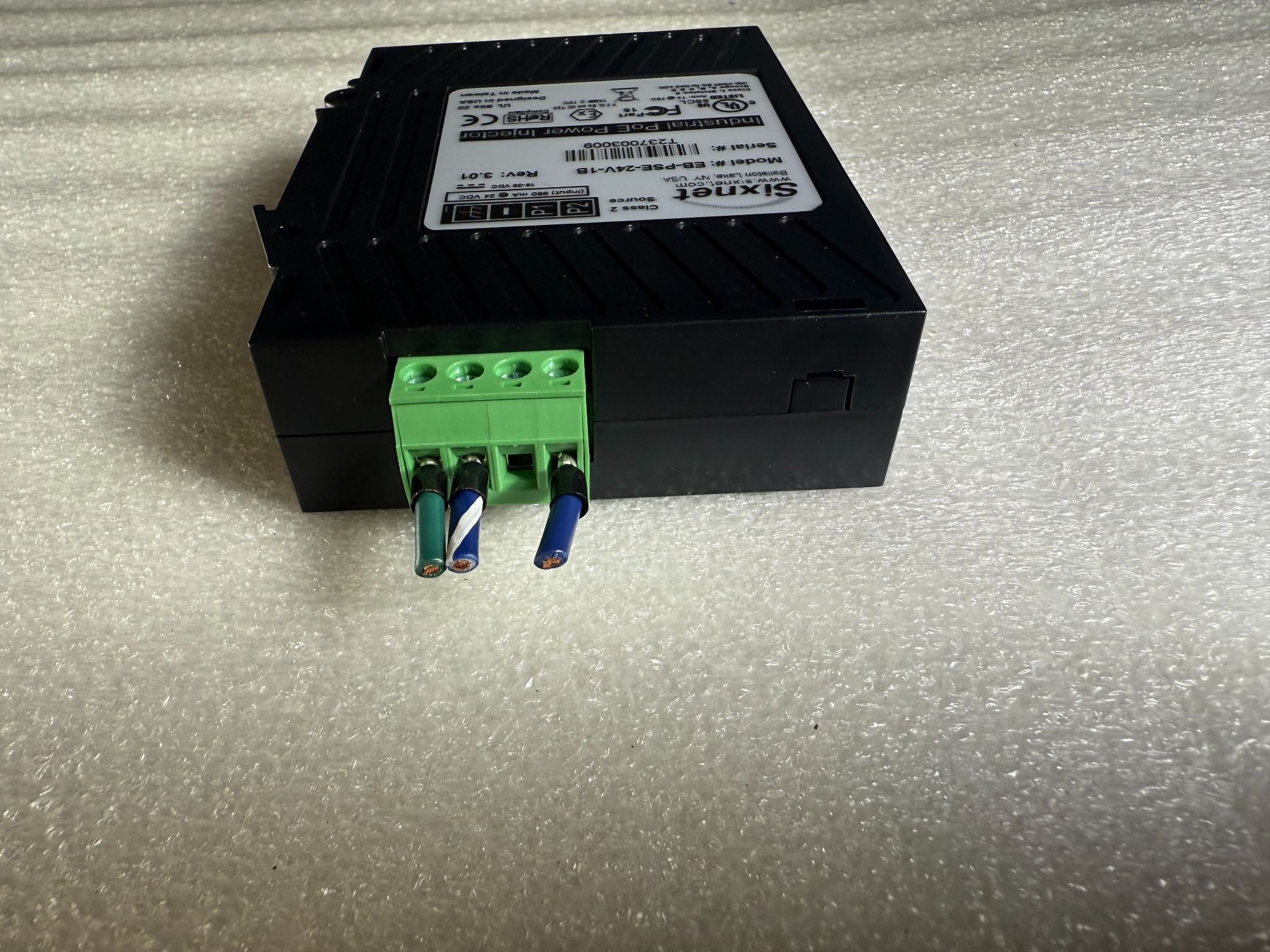 SIXNET EB-PSE-24V-1B Industrial PoE Power Injector USED 2