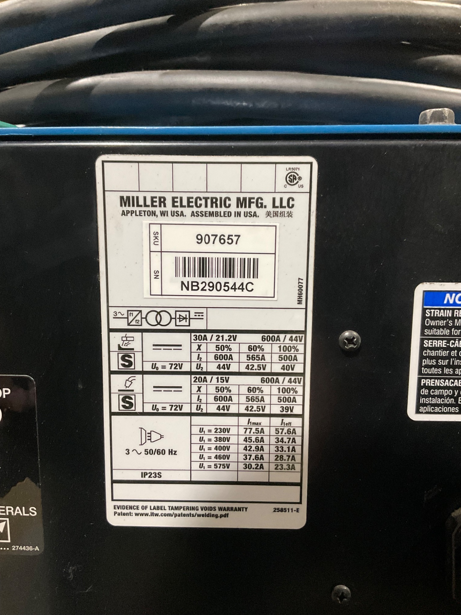 MILLER 907657 Auto-Continuum 500 Welder w/ Cooler & Wire Feeder USED – Low Hours 6