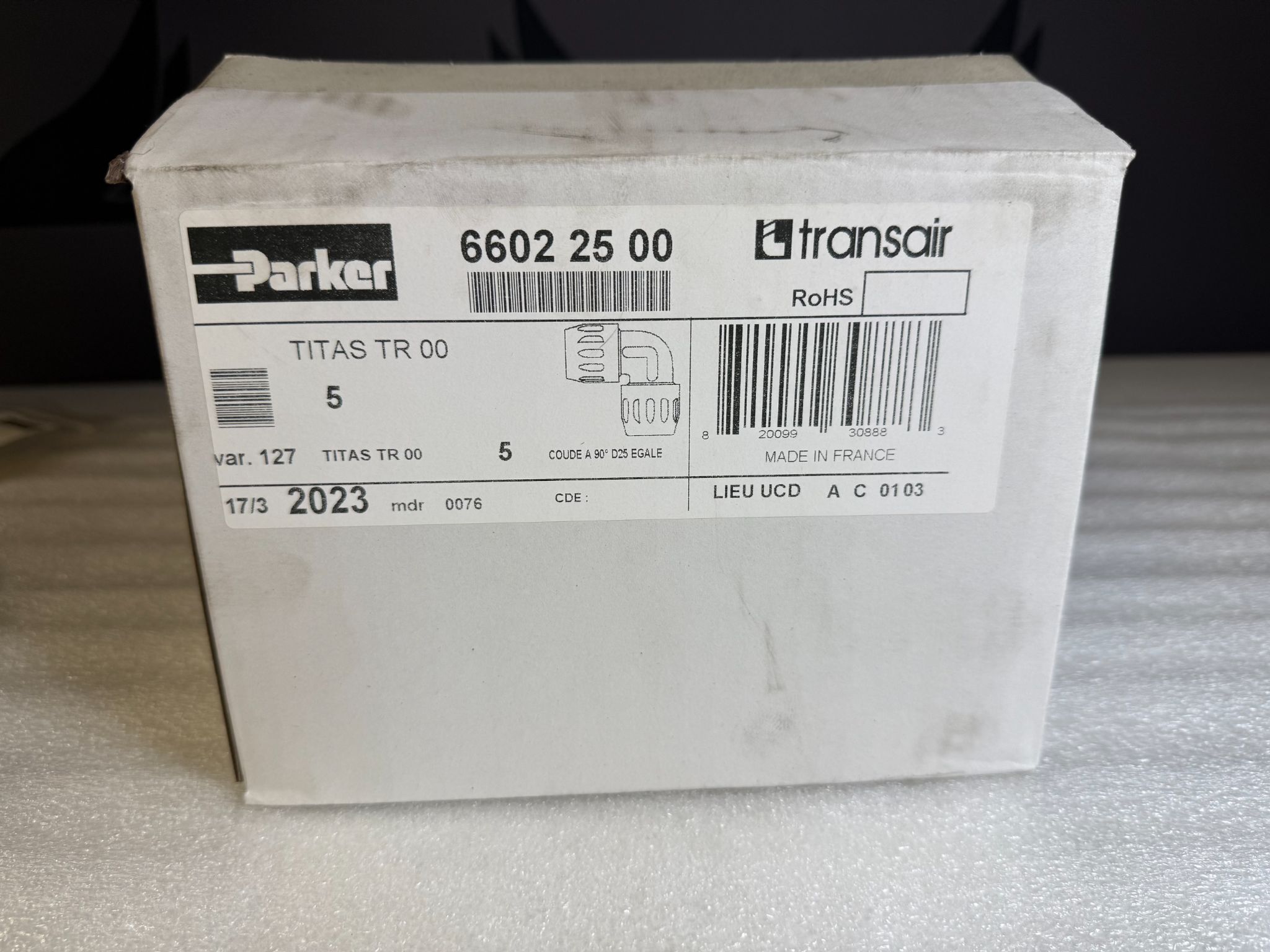 PARKER 6602 25 00 Transair 1" (25mm) 90 Degree Elbow NEW (5-Pack) 0