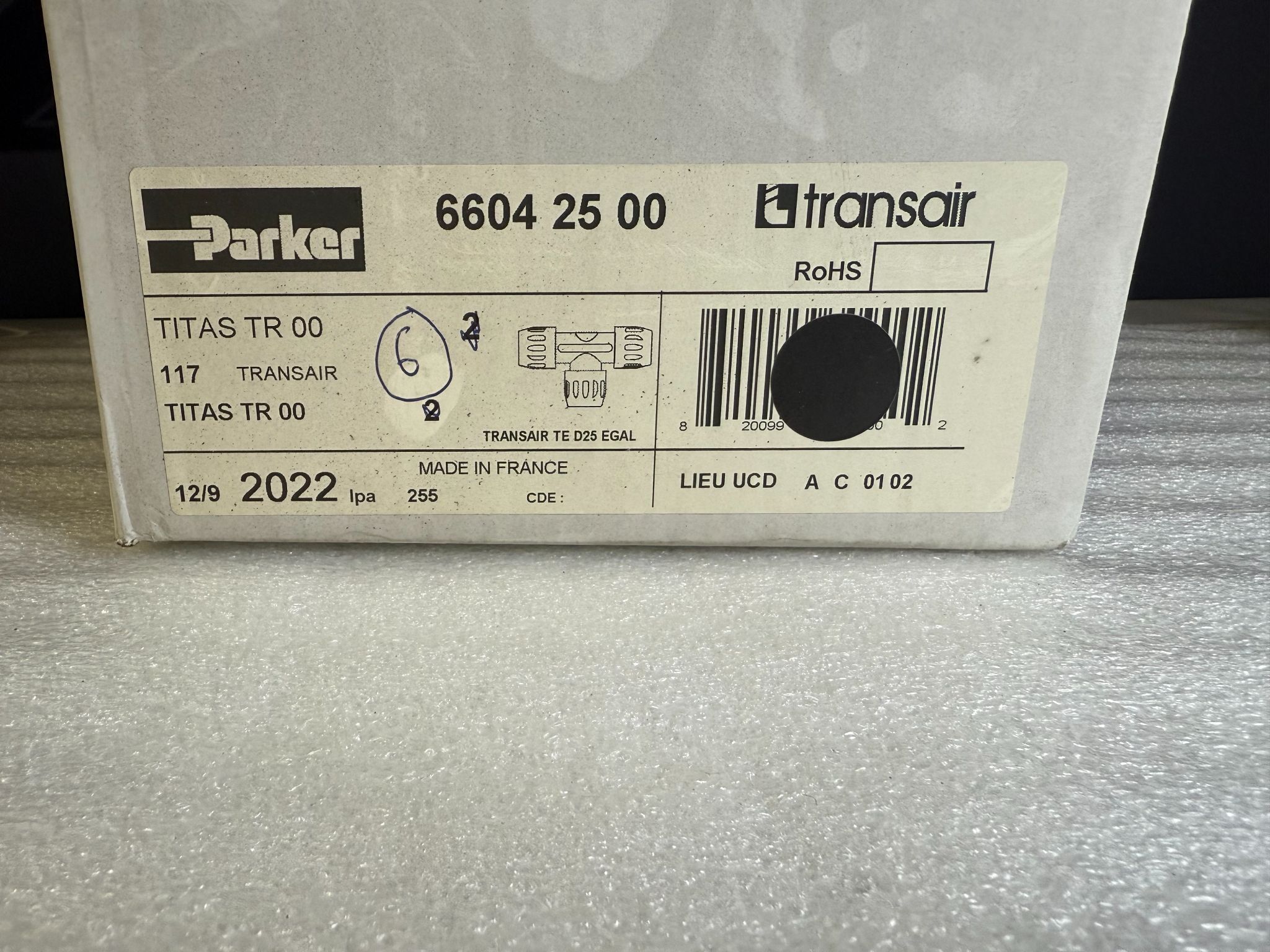 PARKER 6604 25 00 Transair 1" (25mm) Equal Tee NEW (6-Pack) 0