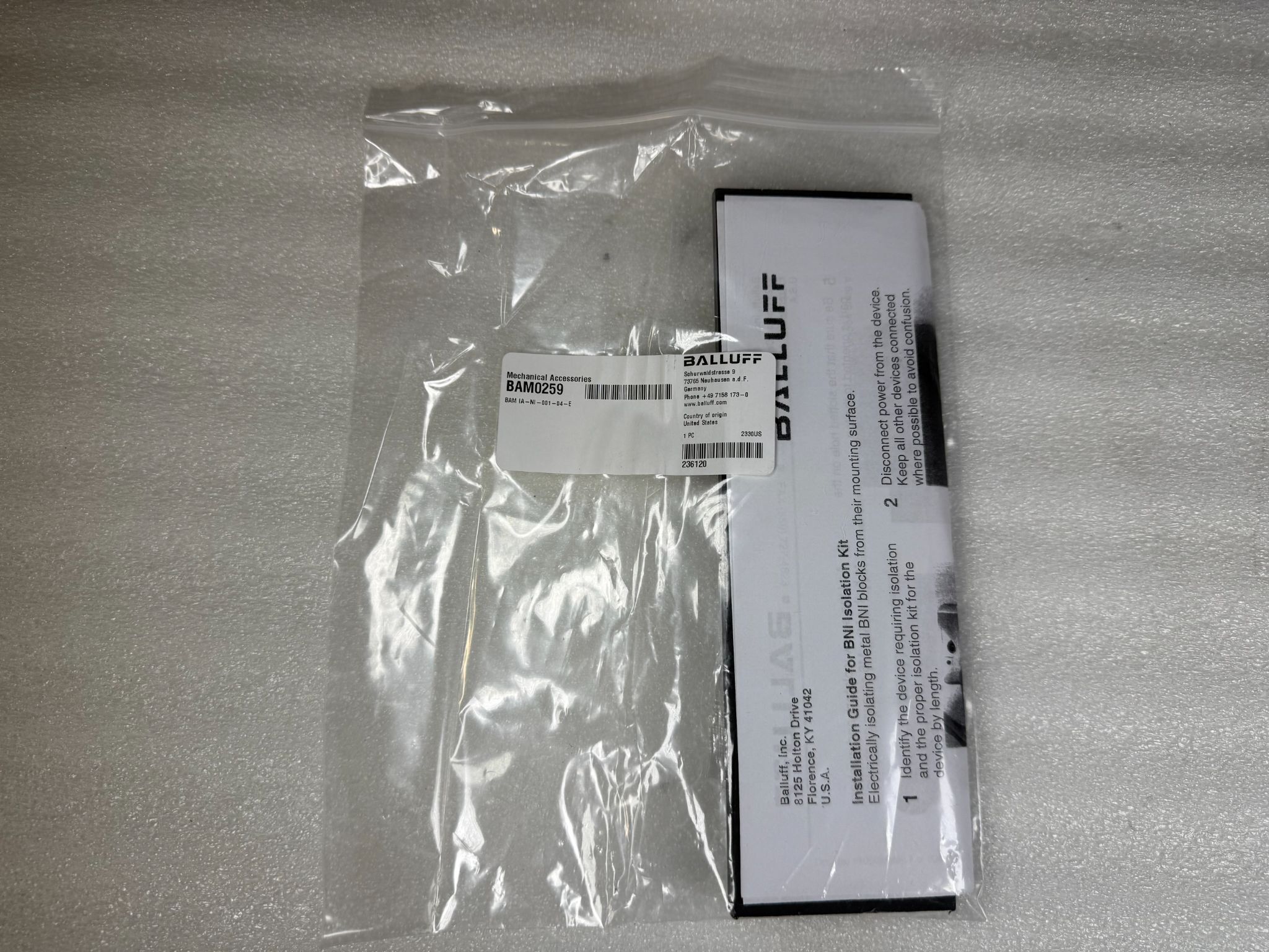 BALLUFF BAM IA-NI-001-04-E Insulating Plate Kit BAM0259 NEW 1