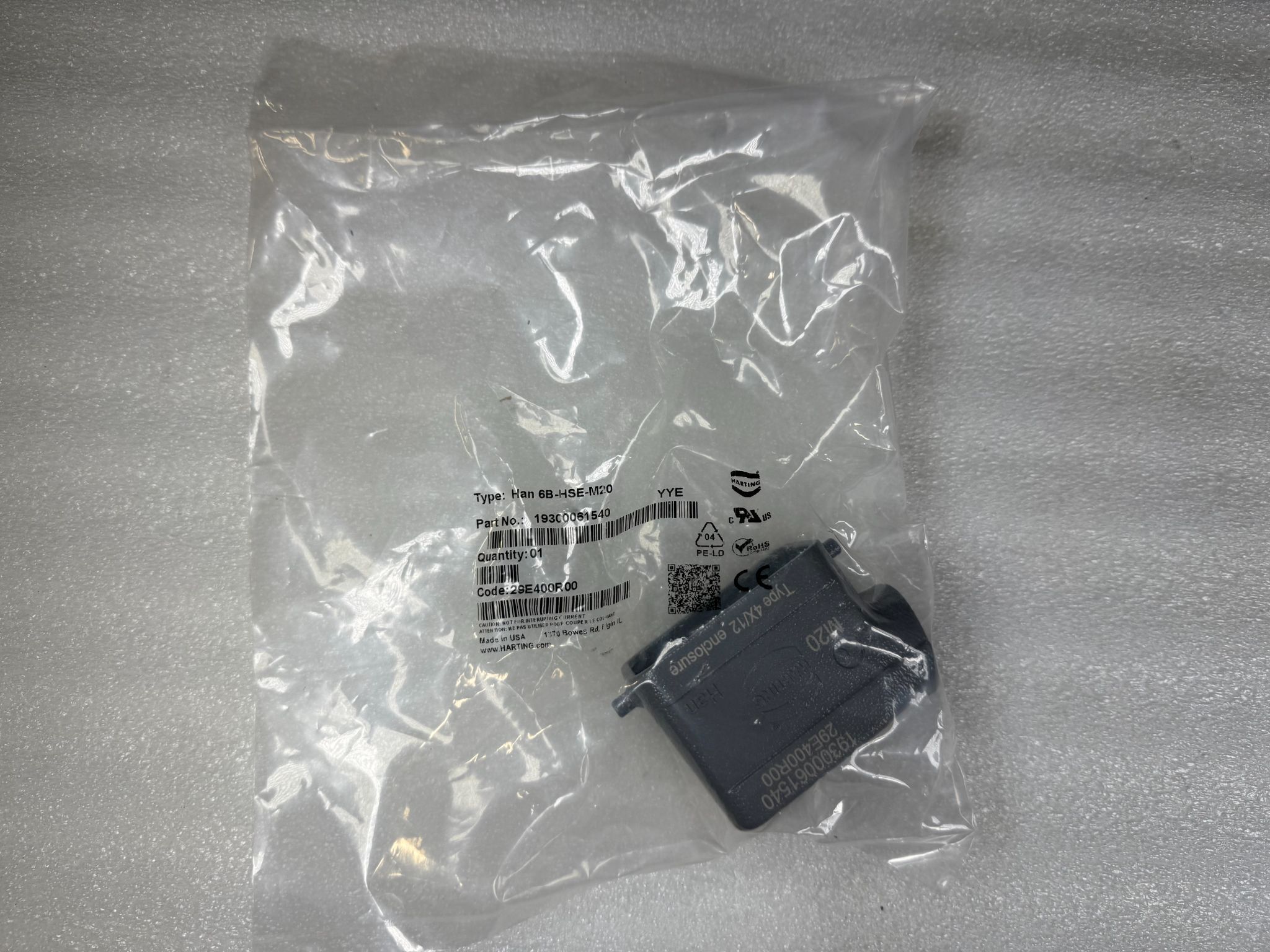 HARTING 19300061540 Han 6B-HSE-M20 Connector Hood NEW 0