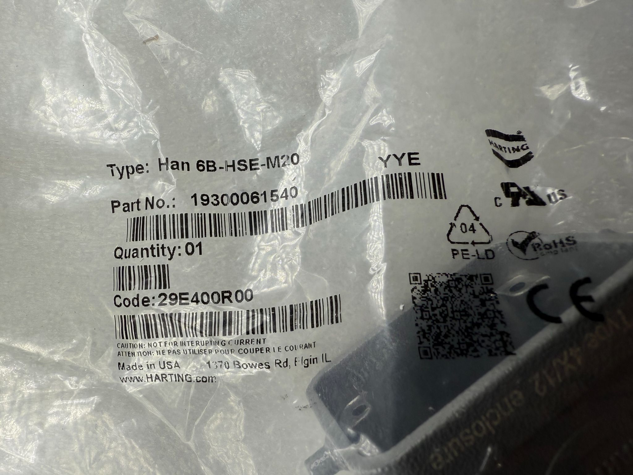 HARTING 19300061540 Han 6B-HSE-M20 Connector Hood NEW 1