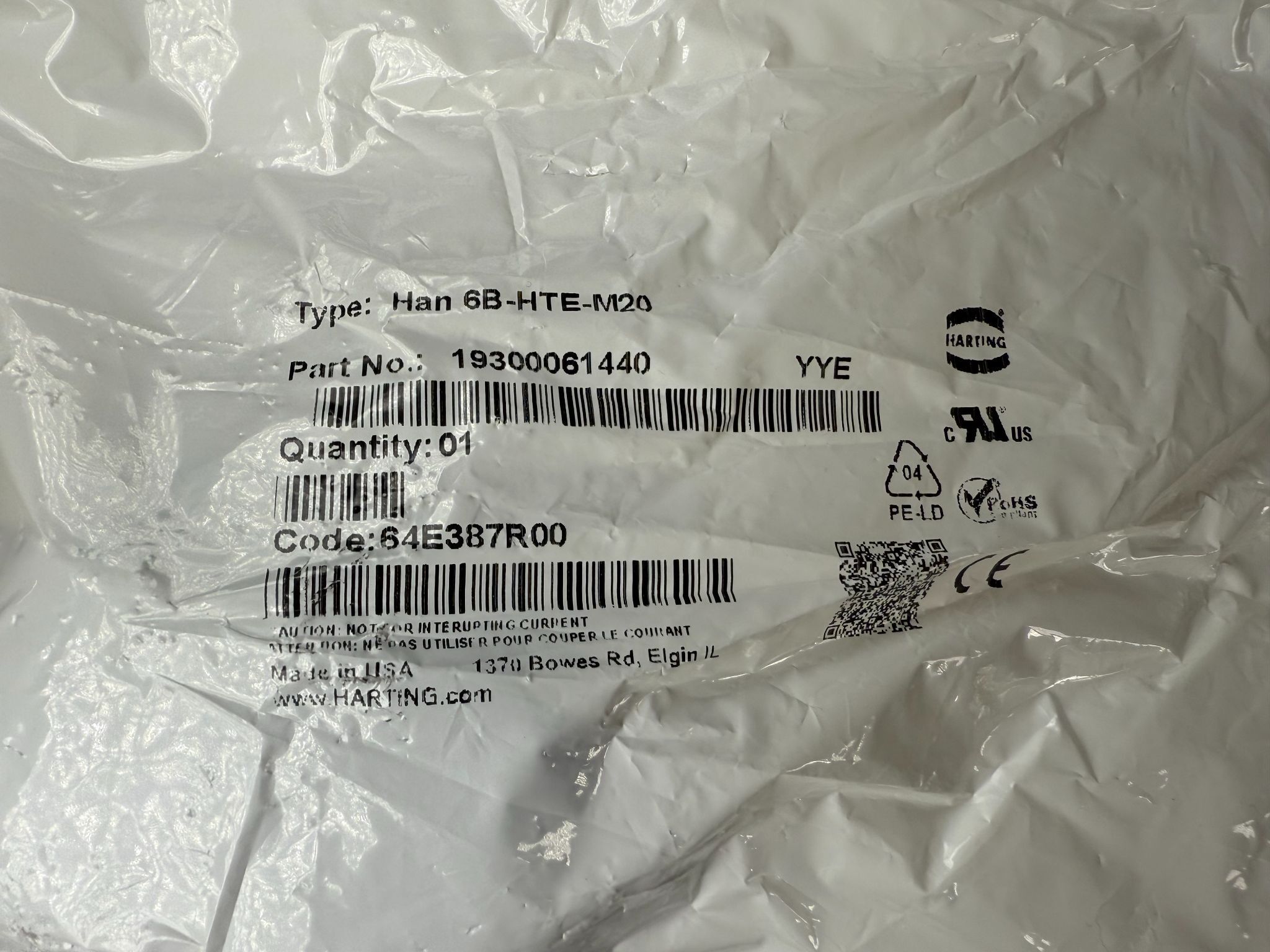HARTING 19300061440 Han 6B-HTE-M20 Connector Hood NEW 1