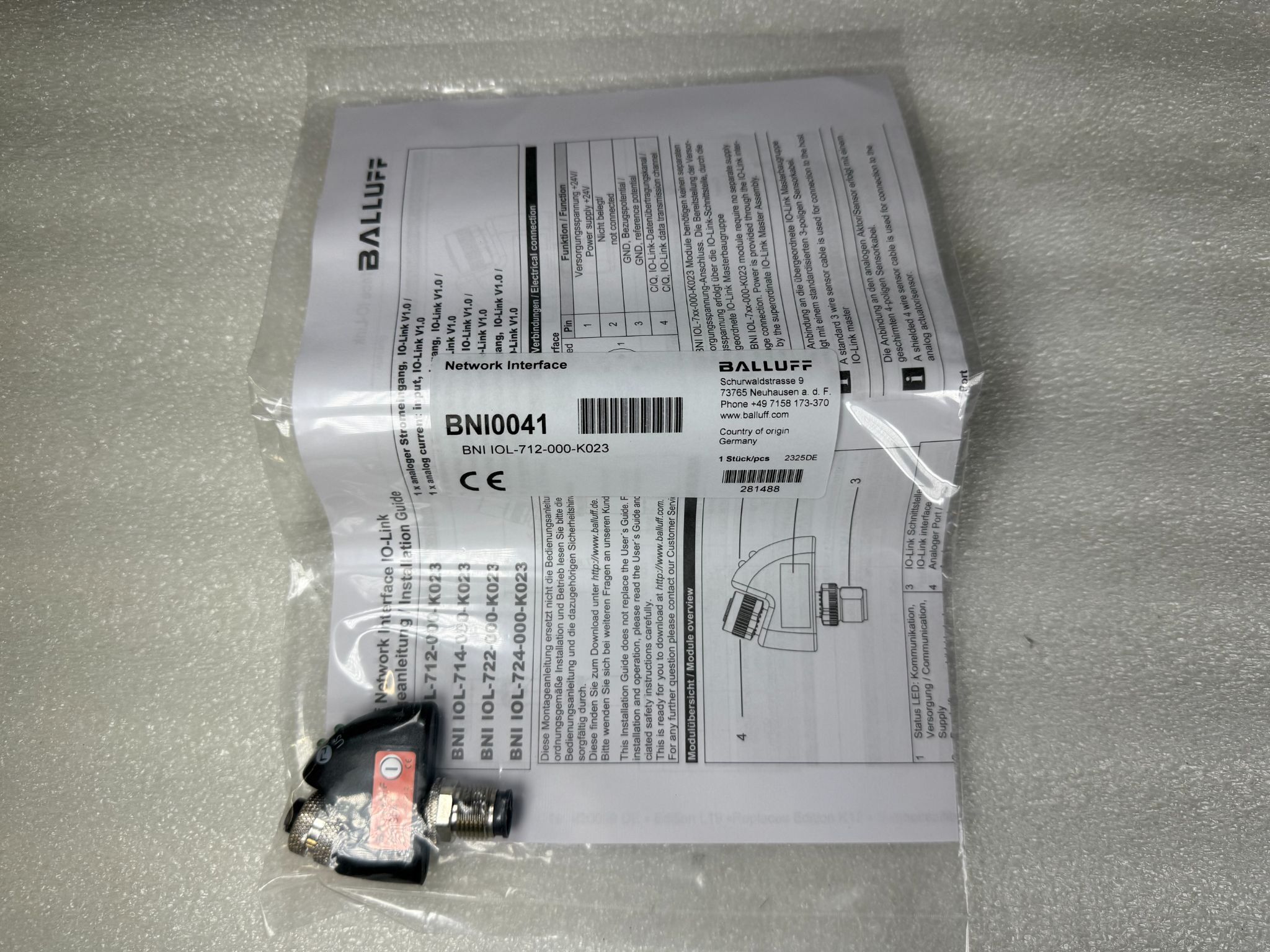 BALLUFF BNI IOL-712-000-K023 IO-Link Analog Signal Converter BNI0041 NEW 0
