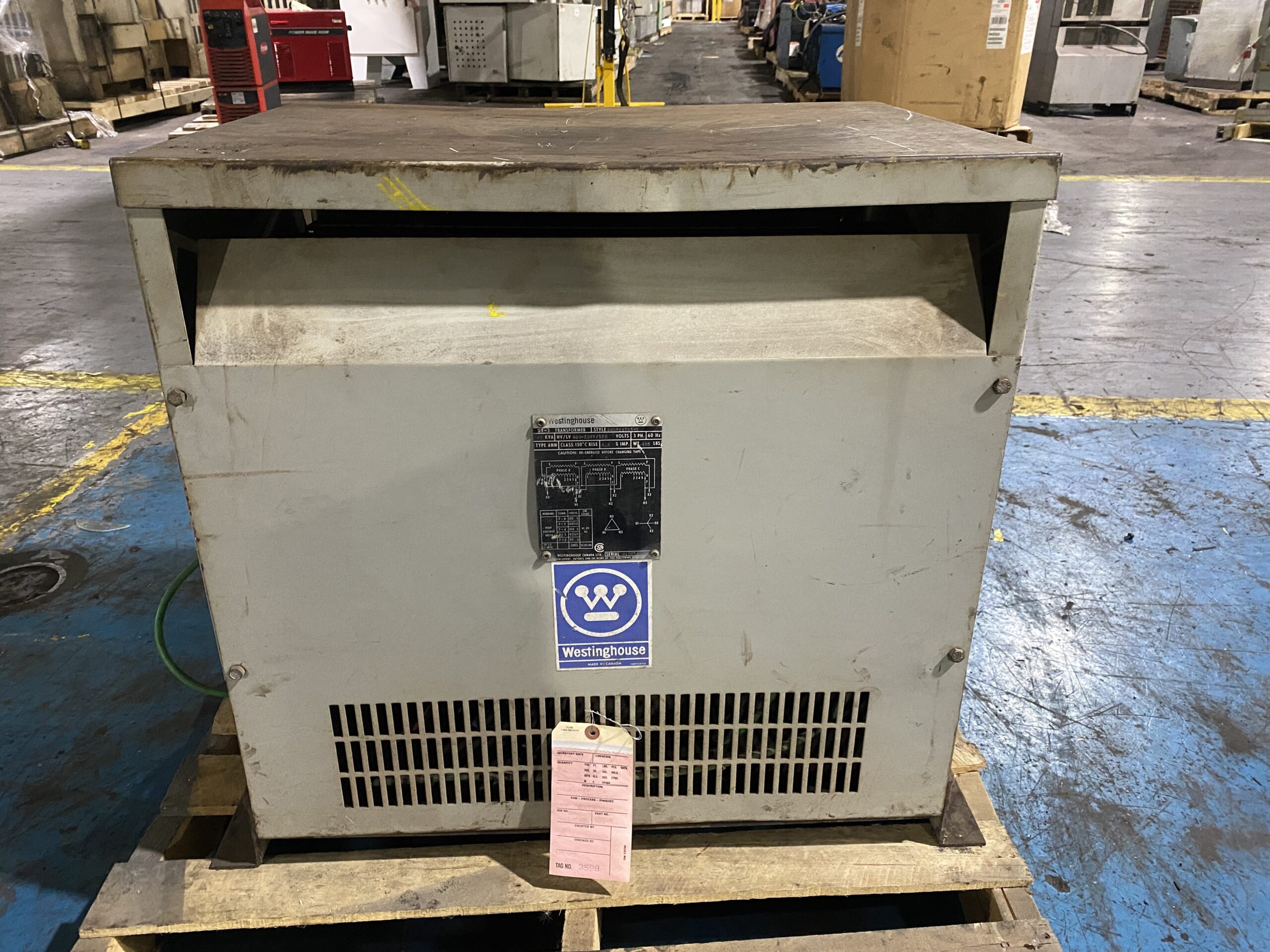 WESTINGHOUSE - DT-3 Transformer 600V - 208Y/120V, 45kVA USED 0