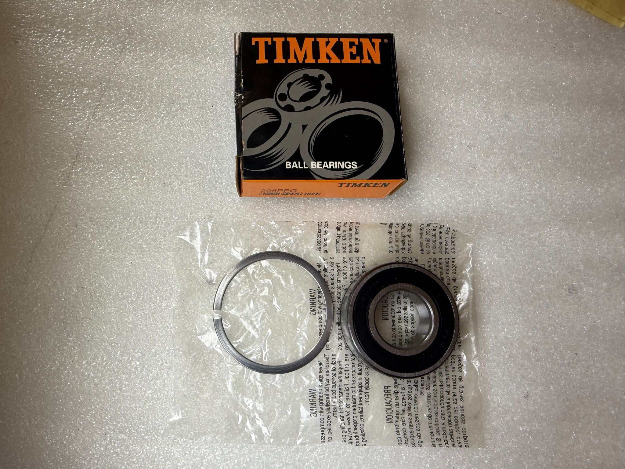 TIMKEN 205PPG Deep Groove Ball Bearing 25 mm ID x 52 mm OD NEW 0