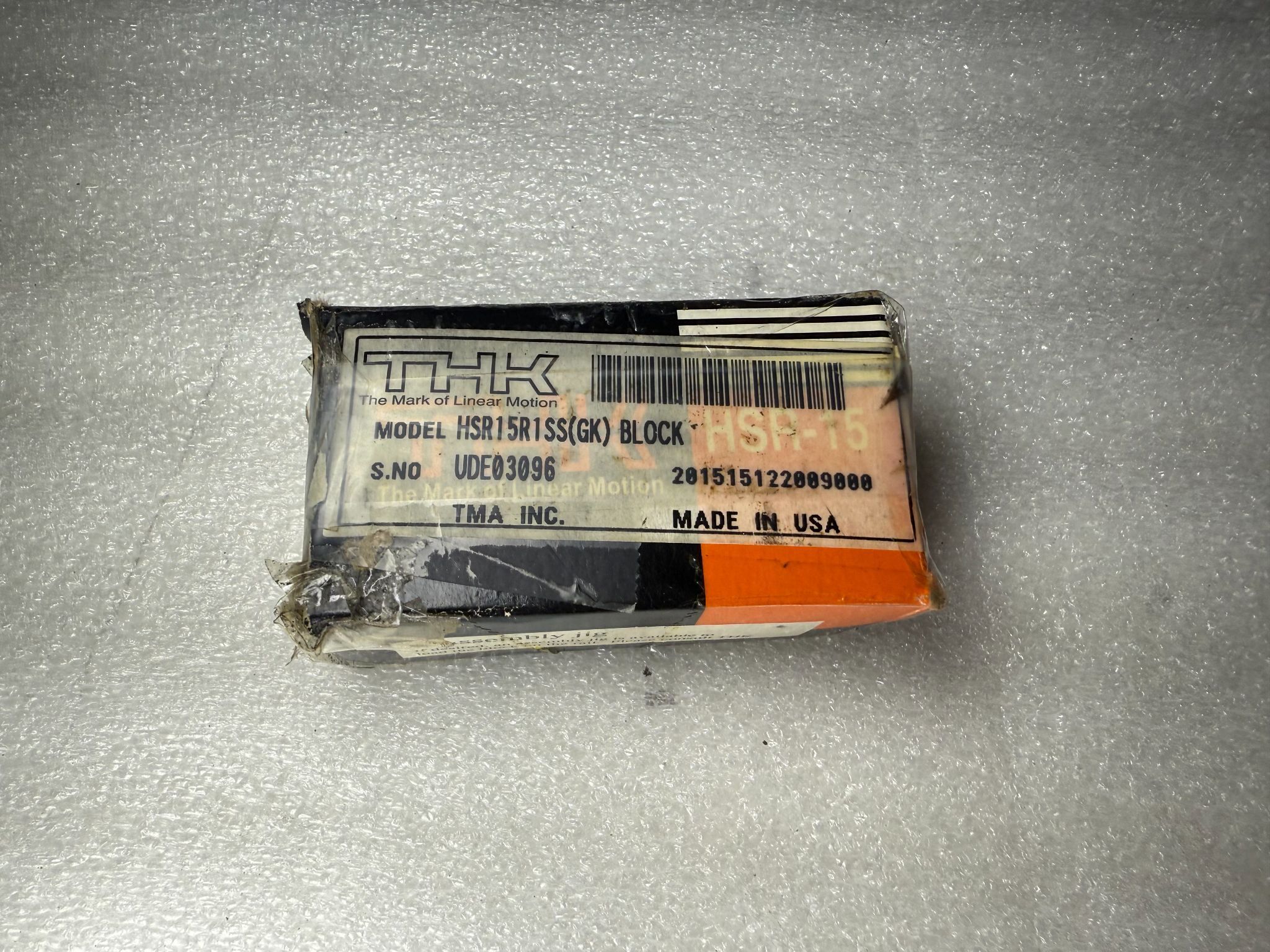 THK HSR15R1SS(GK) Linear Guide Block NEW 0