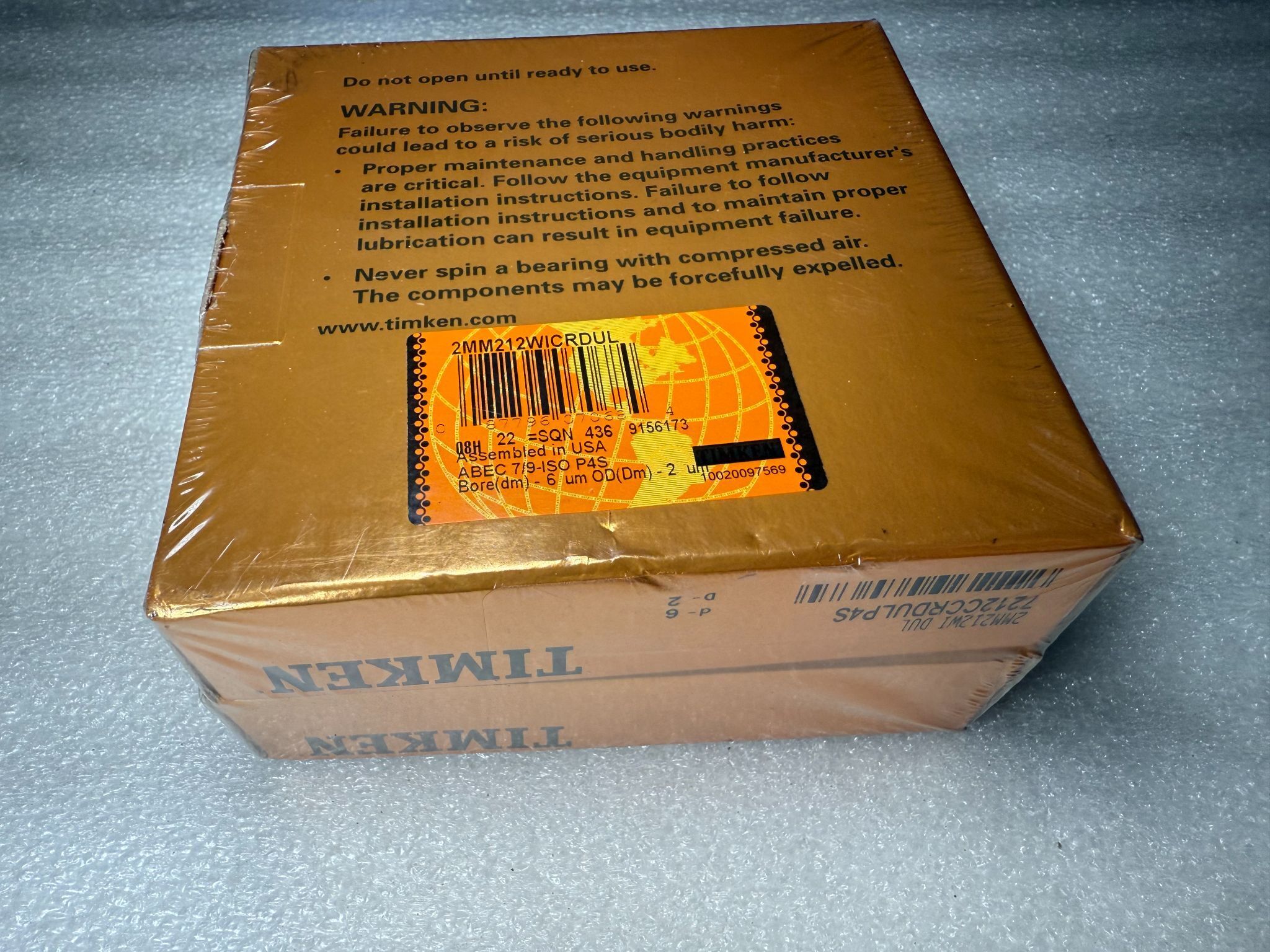 TIMKEN 2MM212WICRDUL Super Precision Angular Contact Ball Bearing Set NEW 2