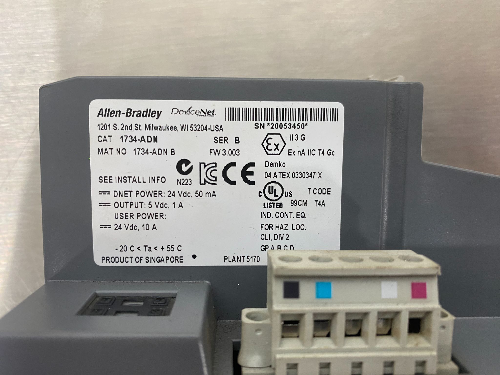 ALLEN BRADLEY 1734-ADN/B Point I/O Network Adapter Module USED 2