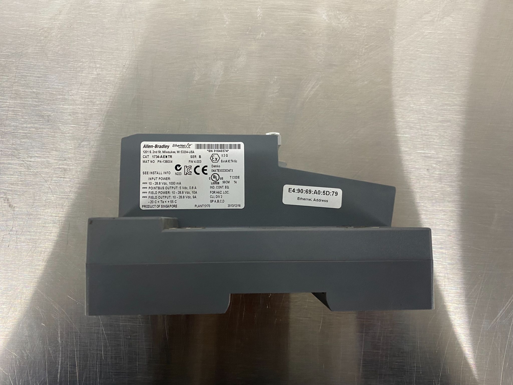 ALLEN BRADLEY 1734-AENTR Point I/O Network Adapter Module USED 3