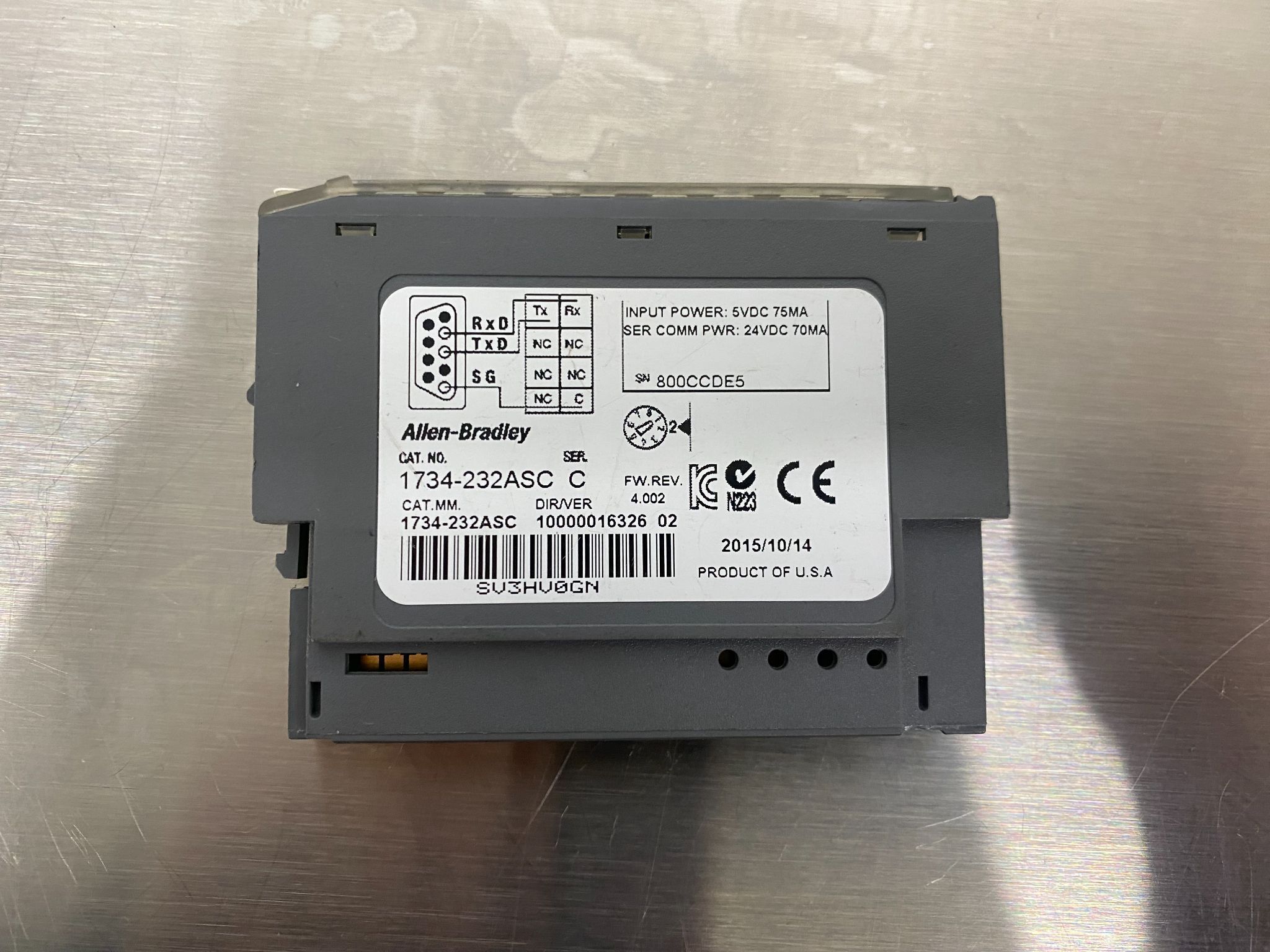 ALLEN BRADLEY 1734-232ASC Point I/O Serial Interface Module USED 2