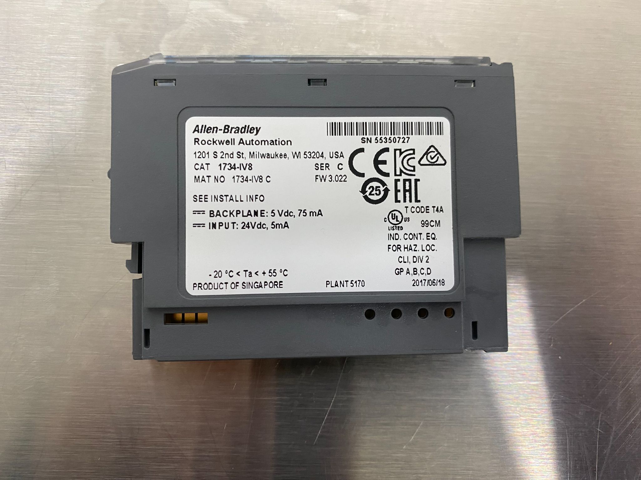 ALLEN BRADLEY 1734-IV8 Point I/O Input Module USED 2