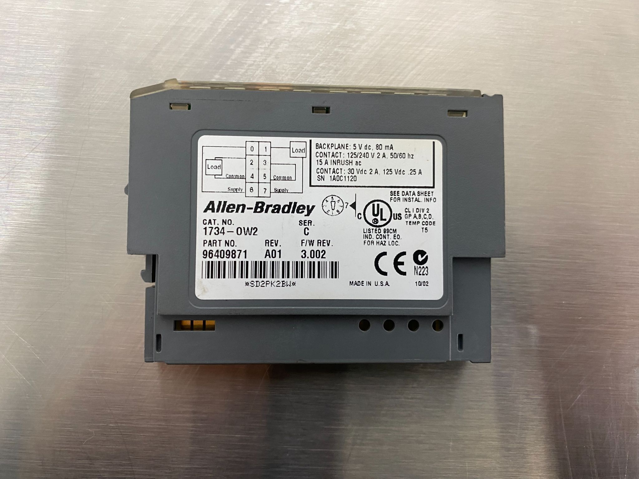 ALLEN BRADLEY 1734-OW2 Point I/O Digital Contact Output Module USED 1