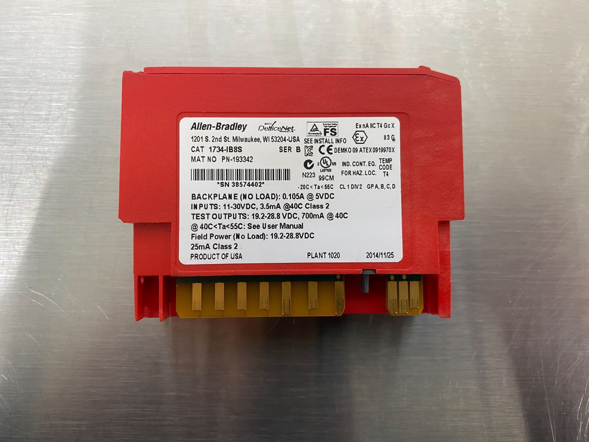 ALLEN BRADLEY 1734-IB8S Point I/O Digital Safety Input Module USED 1