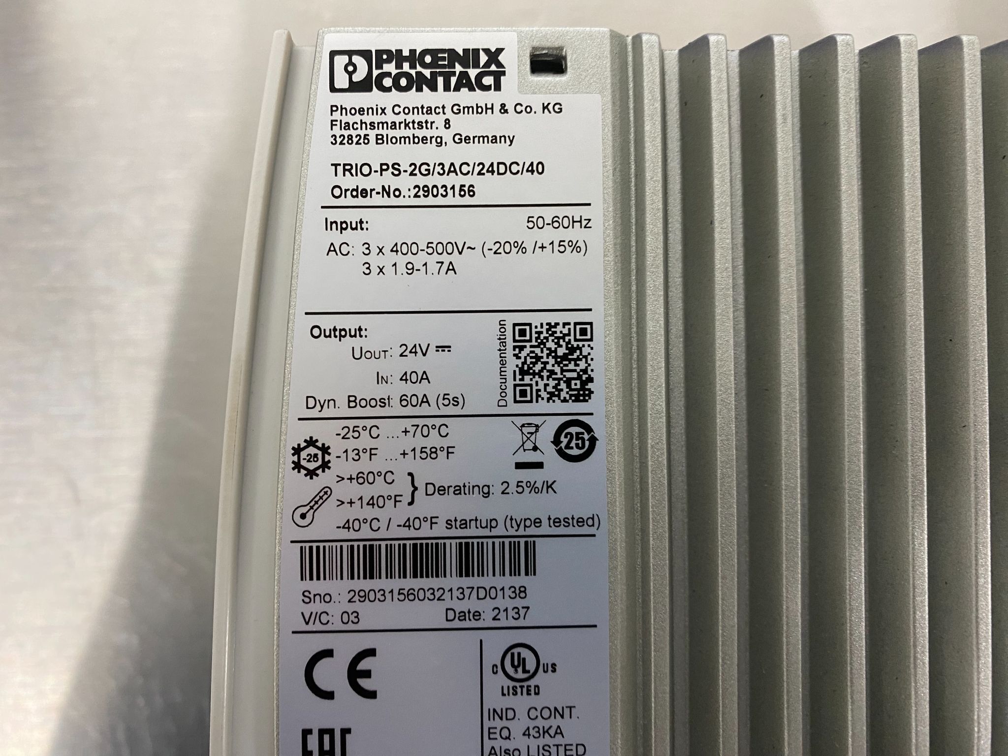 PHOENIX CONTACT 2903156 TRIO Series 24V Power Supply USED 6