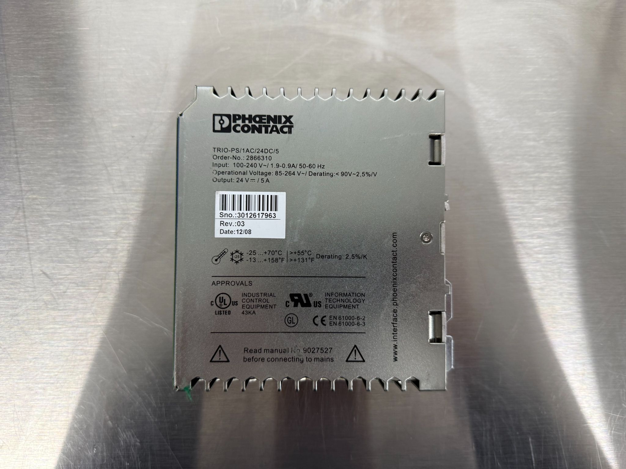 ALLEN BRADLEY TRIO-PS/1AC/24DC/5 2866310 Power Supply USED 1