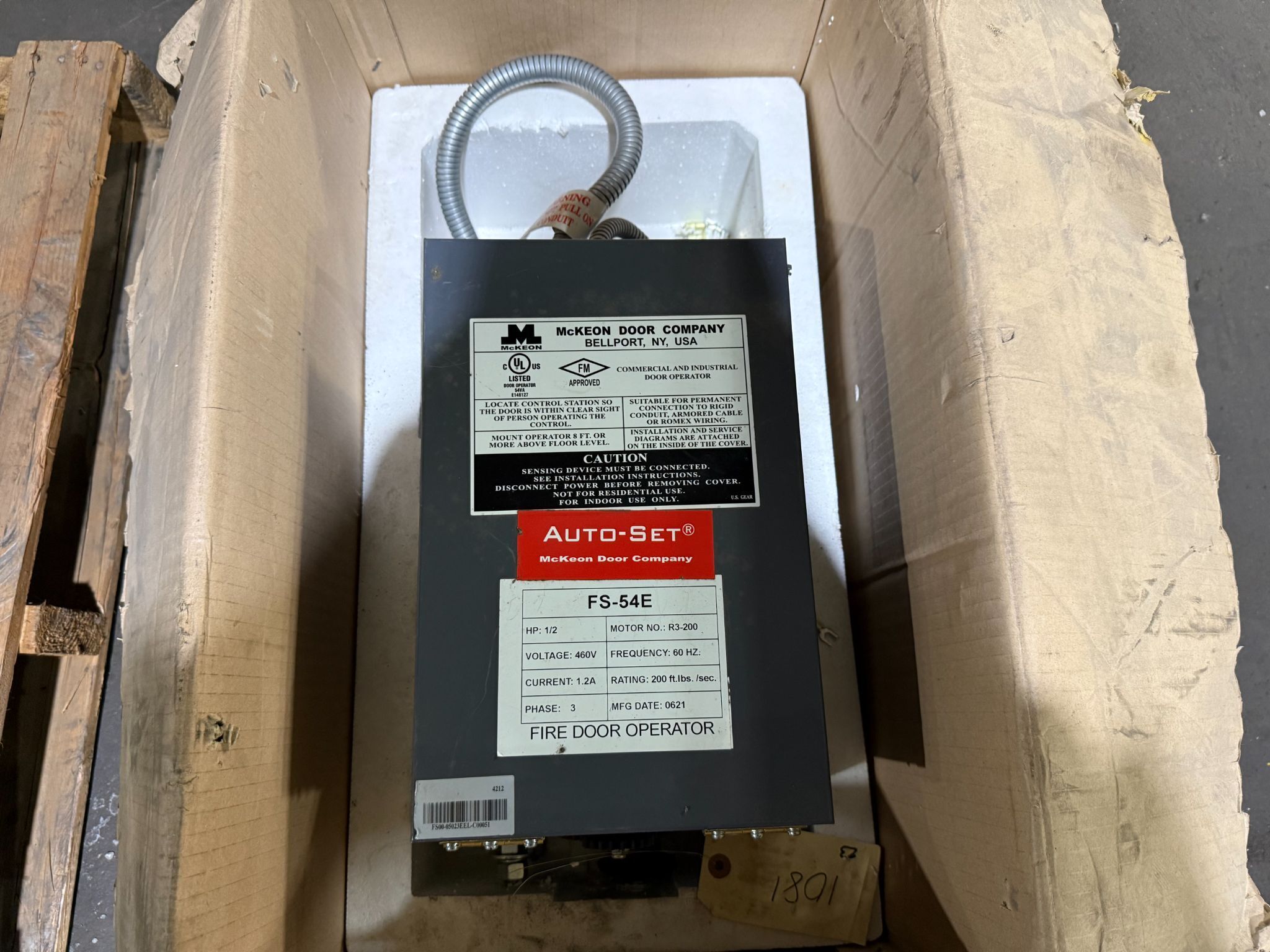 McKeon Door Company Auto-Set Series FS-54E Commercial Fire Door Operator NEW - Open Box 0