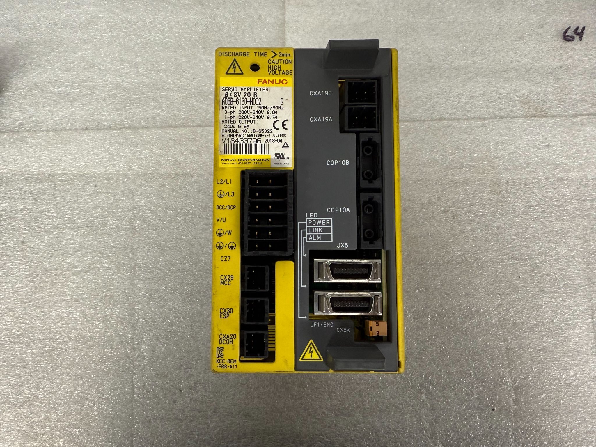 FANUC A06B-6160-H002 "BiSV 20-B" Servo Drive Module USED 0