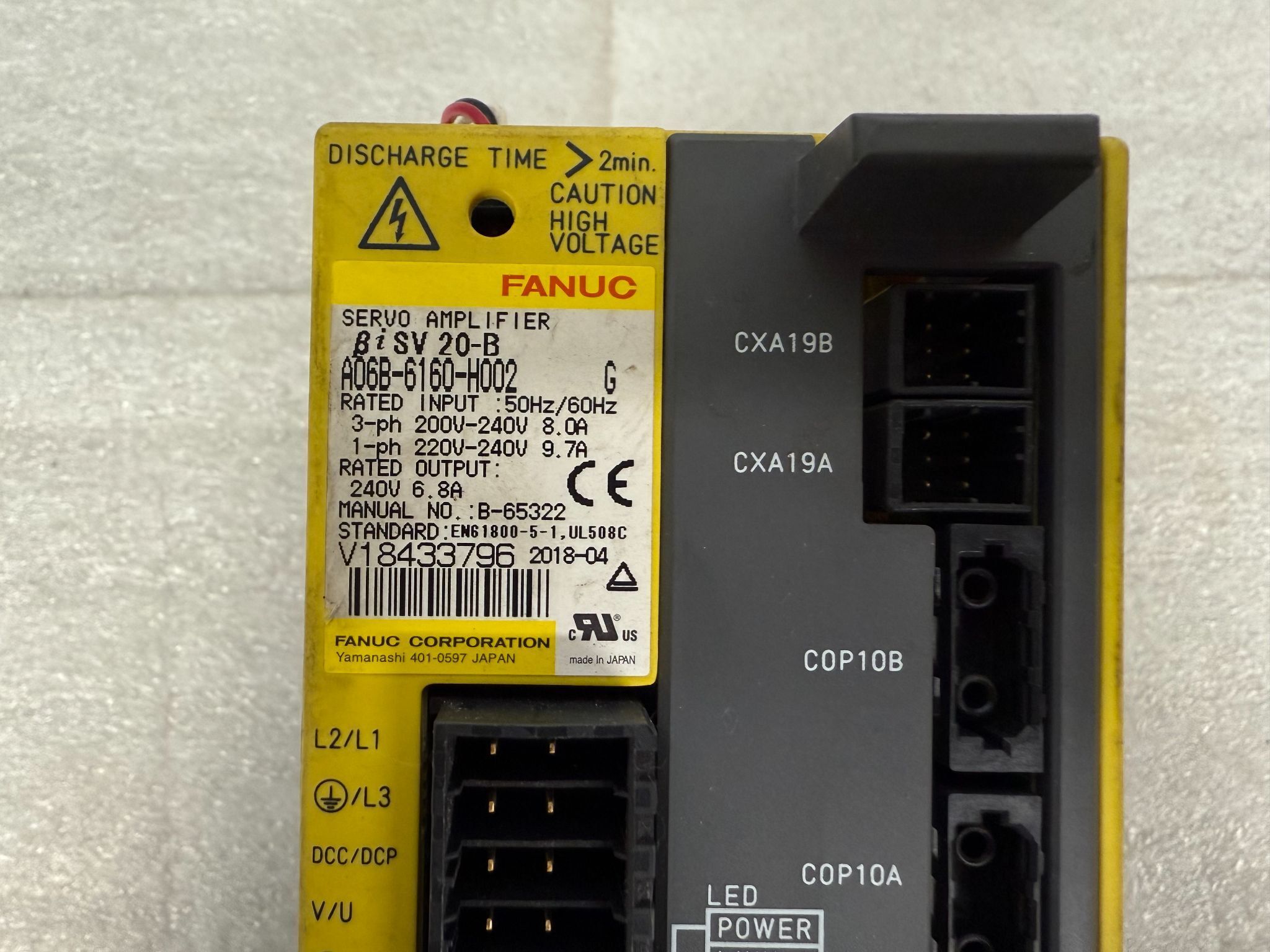 FANUC A06B-6160-H002 "BiSV 20-B" Servo Drive Module USED 1