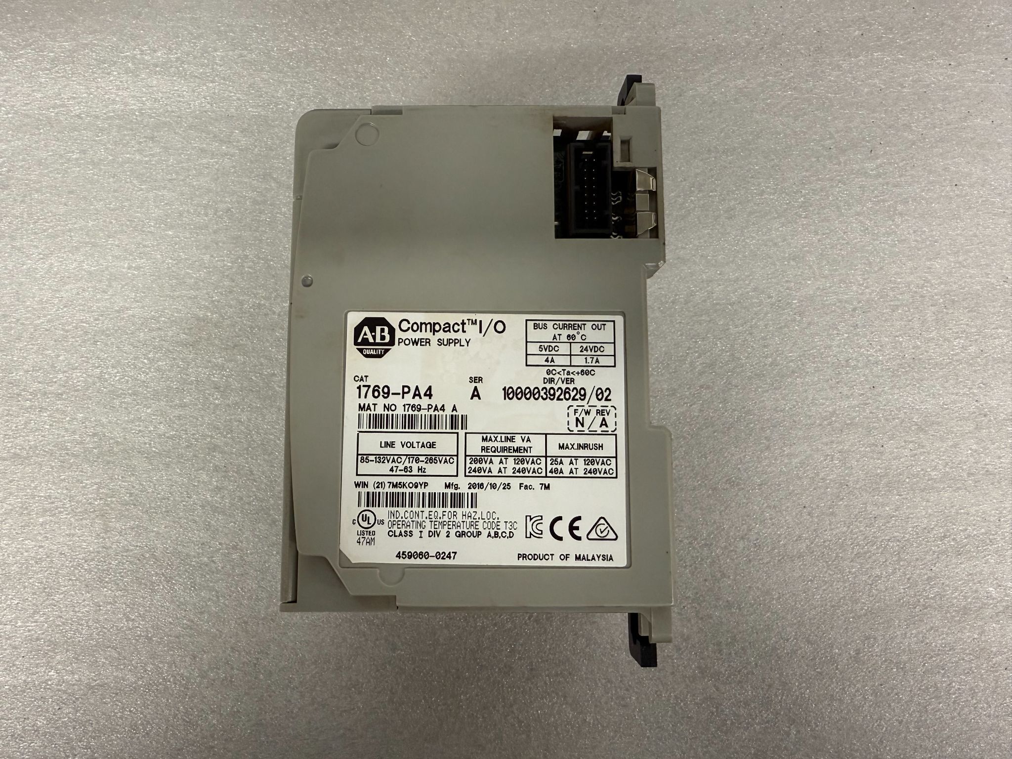 ALLEN BRADLEY 1769-PA4 CompactLogix Power Supply USED 1