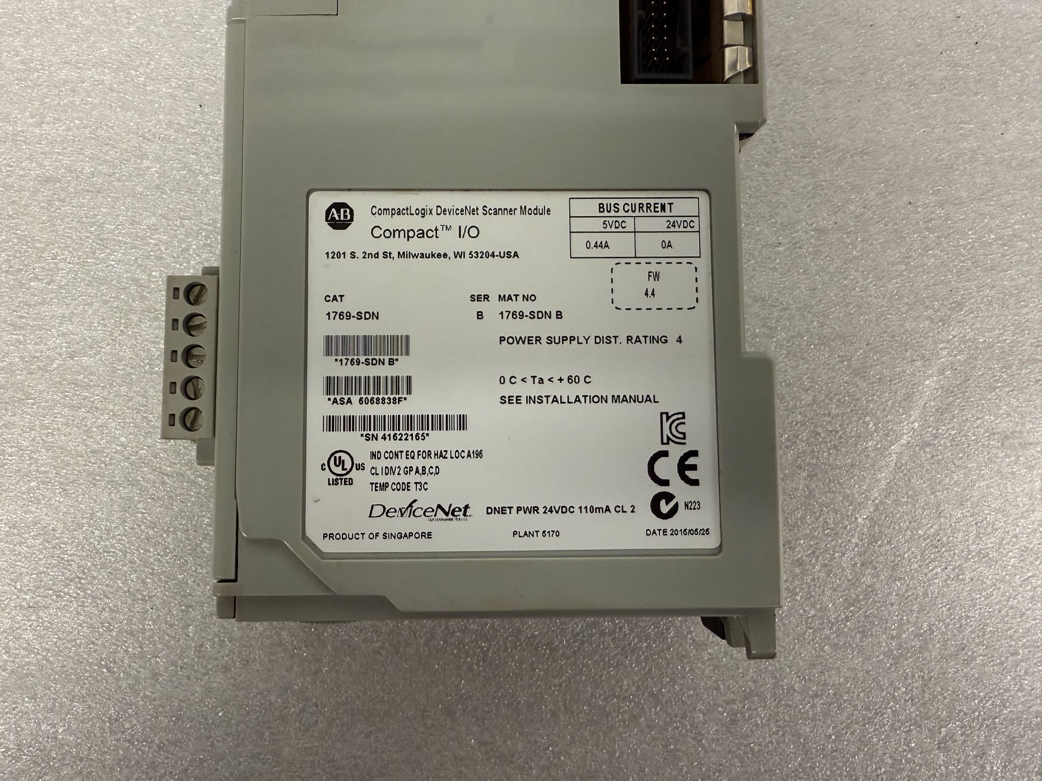 ALLEN BRADLEY 1769-SDN CompactLogix DeviceNet Scanner Module USED 2