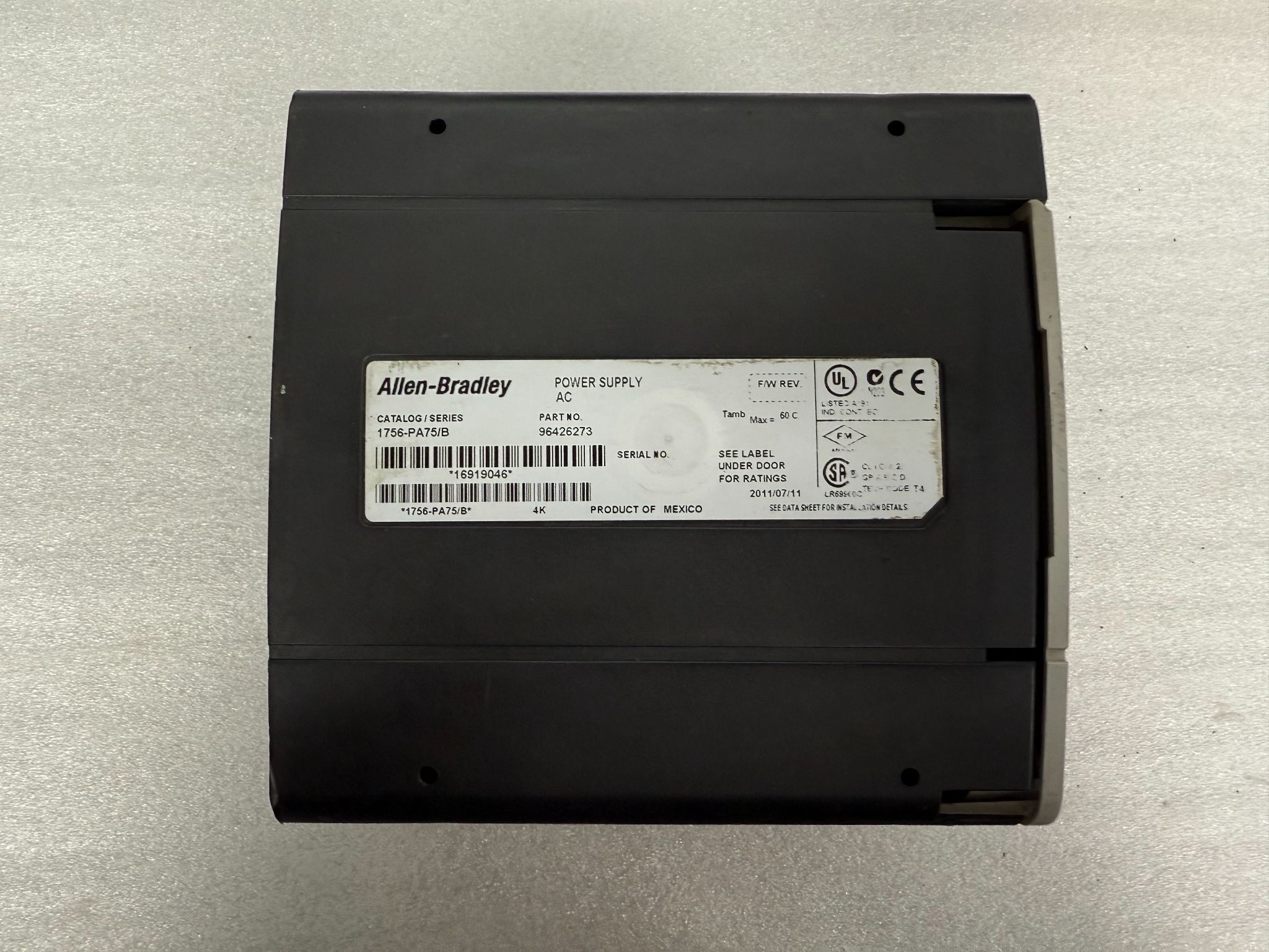 ALLEN BRADLEY 1756-PA75 Control-Logix Power Supply Module USED 4