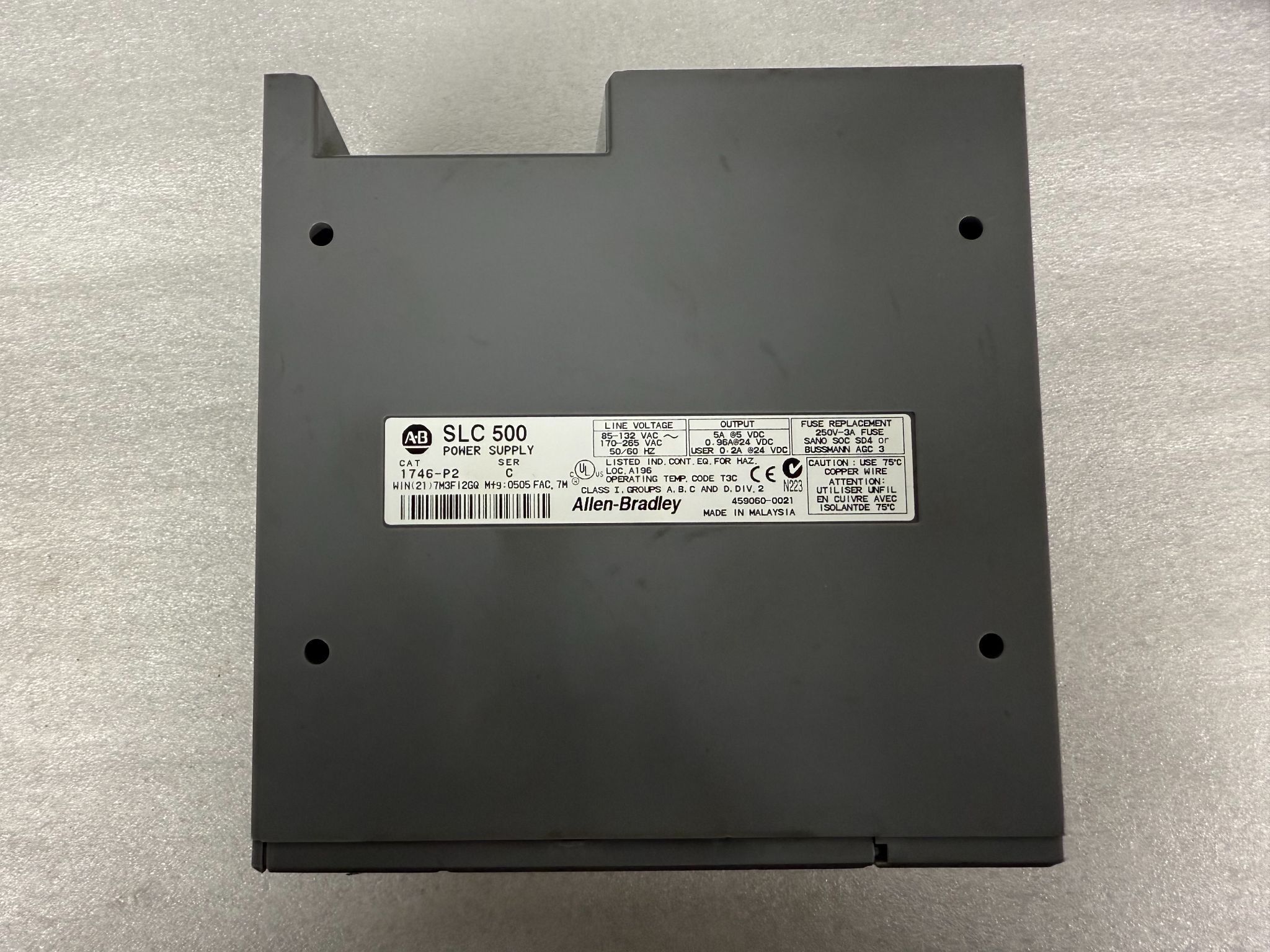 ALLEN BRADLEY 1746-P2 SLC500 Power Supply Module USED 5