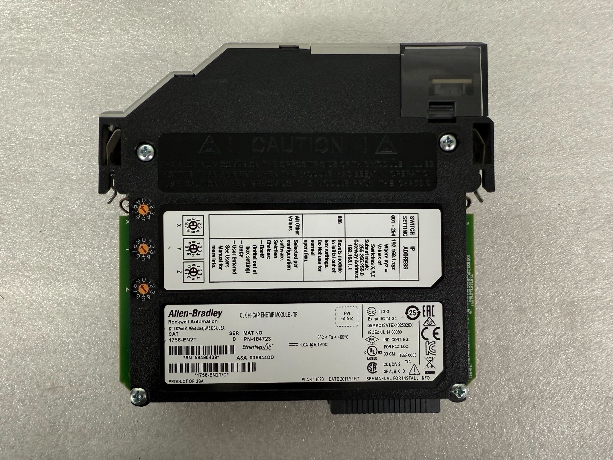 ALLEN BRADLEY 1756-EN2T ControlLogix Communications Module USED 1
