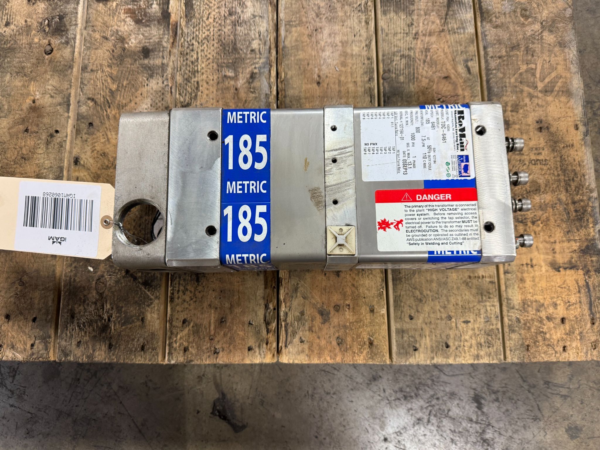 RoMan Manufacturing TDC-6461 185 KVA Welding Transformer 800V, 1-PH USED 0